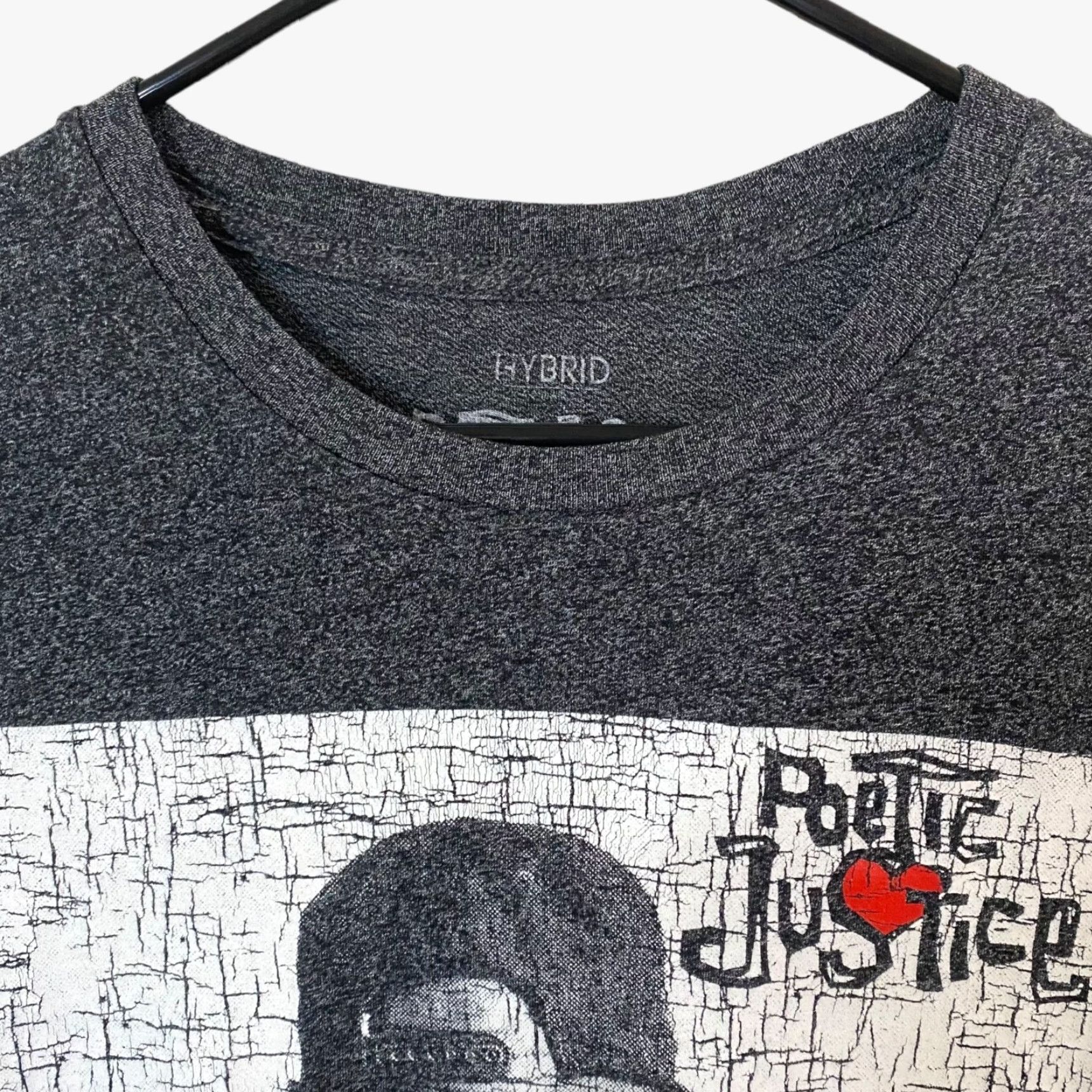 Vintage Hybrid Apparel Tupac Shakur Poetic Justice T-Shirt Gray Hip Hop Men M Shirt Size US M / EU 48-50 / 2 - 5 Thumbnail