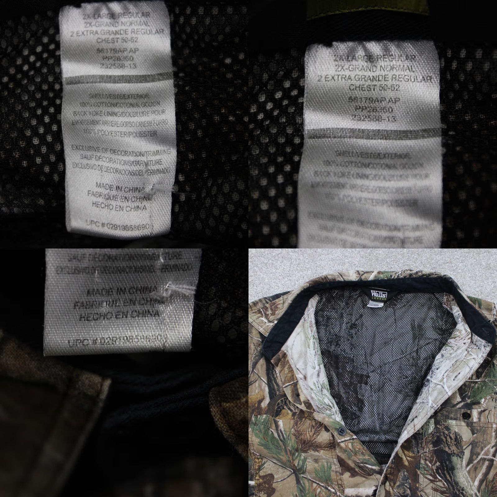 Walls Walls Camo Shirt Mens 2XL XXL Green Camouflage L/S Button-Up Hunting Shirt Size US XXL / EU 58 / 5 - 8 Thumbnail