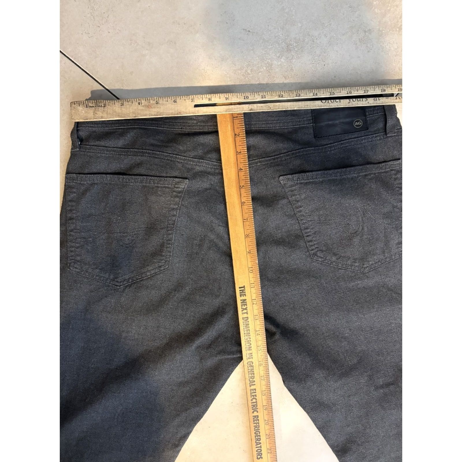 Denime AG Everett Jeans Mens 37x35 Gray Charcoal Slim Straight Mid Rise Denim 5 Pocket Size US 37 - 6 Thumbnail