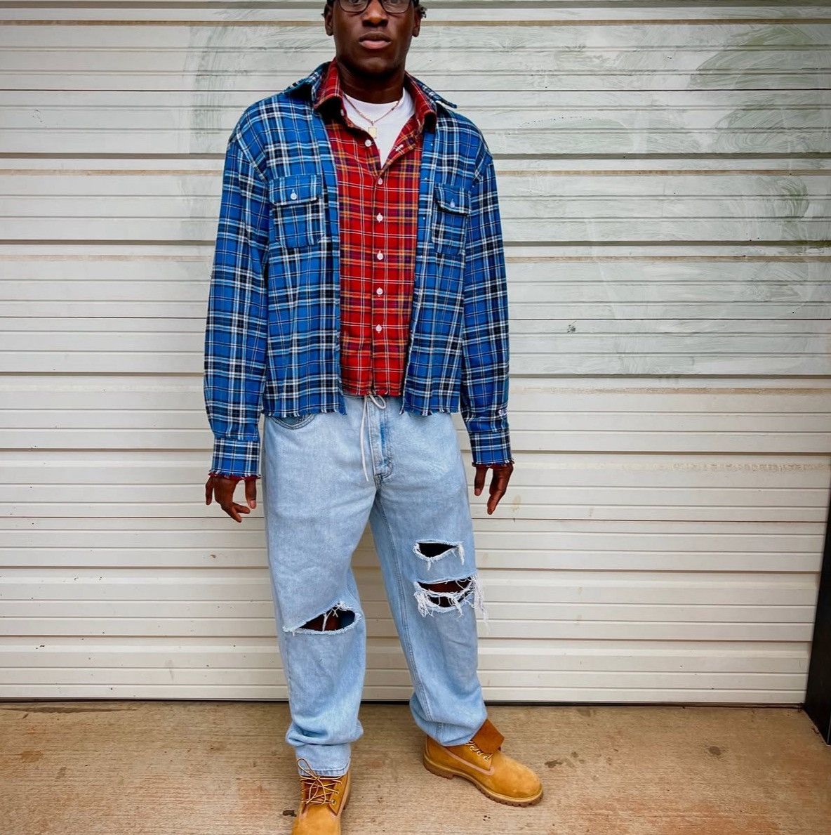 SALIENT double layer cropped flannel