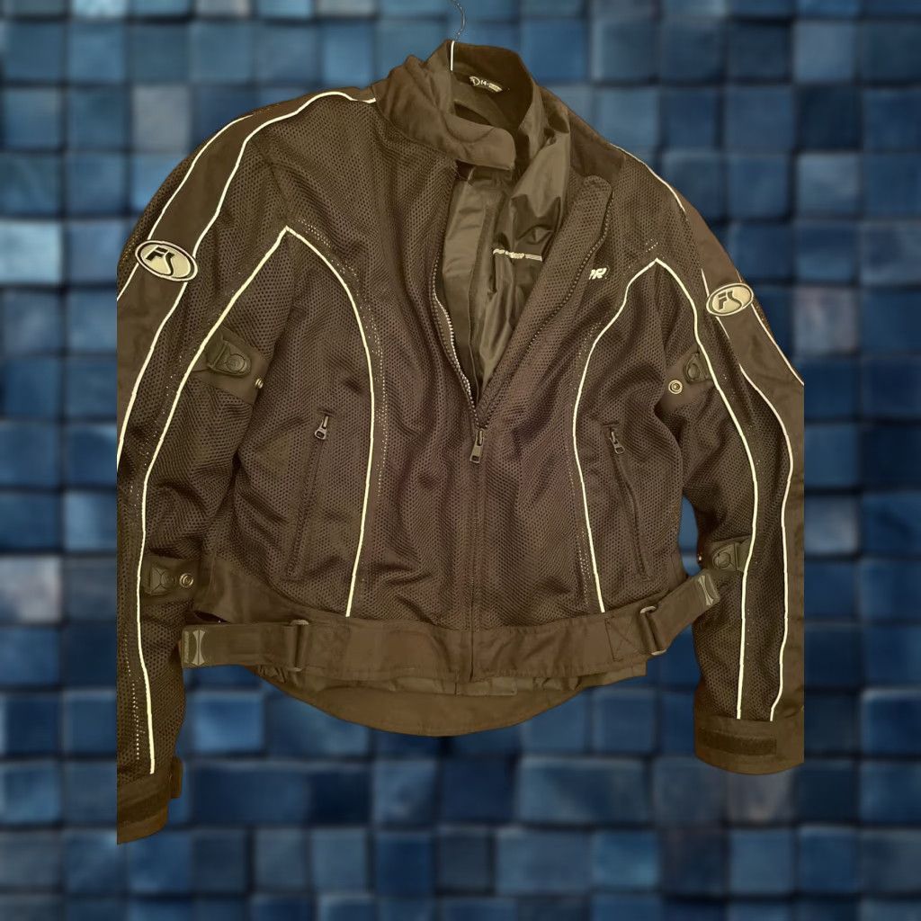 VINTAGE Fieldsheer Motorcycle Jacket Women Size 14 Black Padded