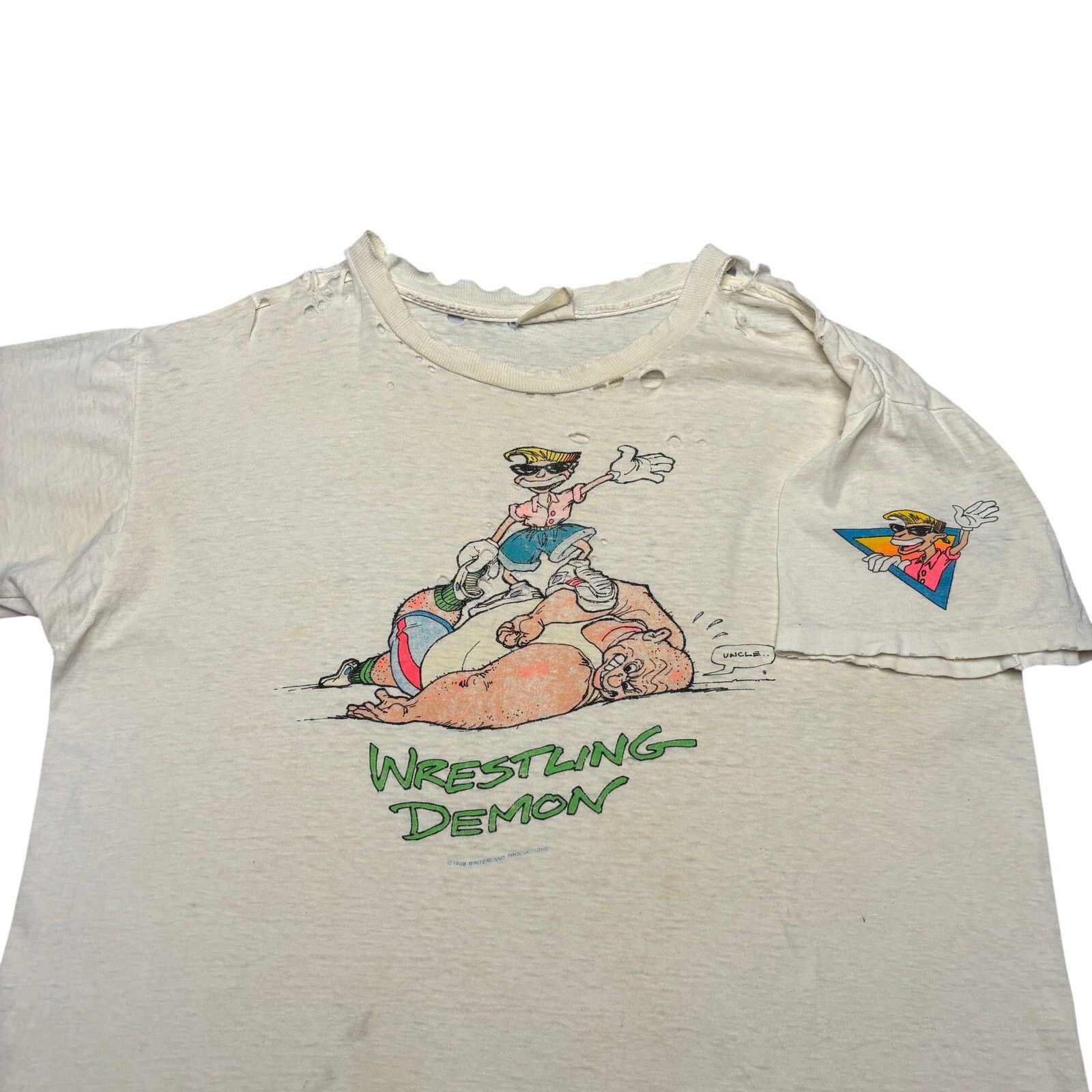 Vintage Vintage 1988 Wrestling Demon Tee Shirt Men's XL Paper Size US XL / EU 56 / 4 - 1 Thumbnail