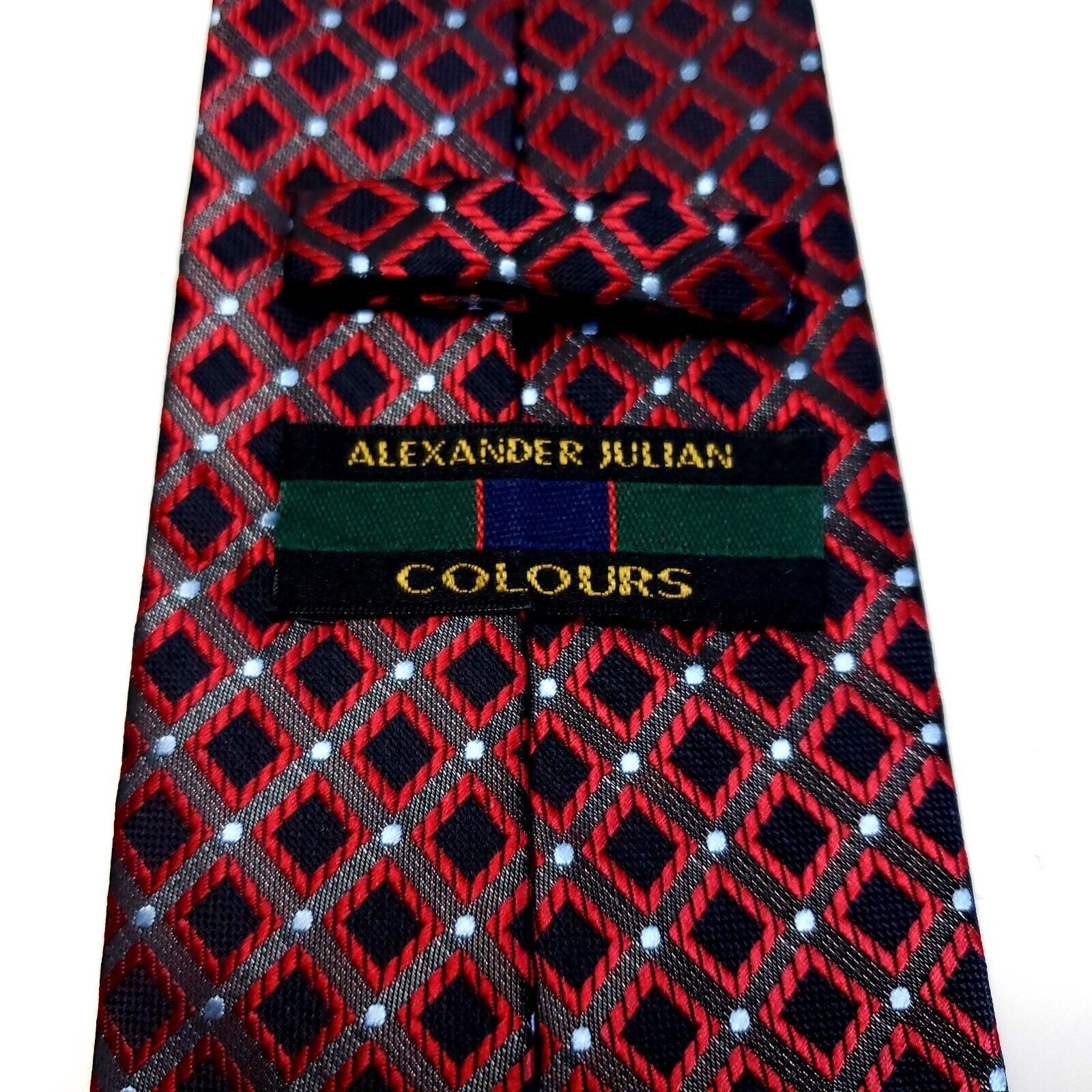 Alexander Julian Alexander Julian Colours Red Pewter Geometric Polyester Tie Size ONE SIZE - 3 Thumbnail