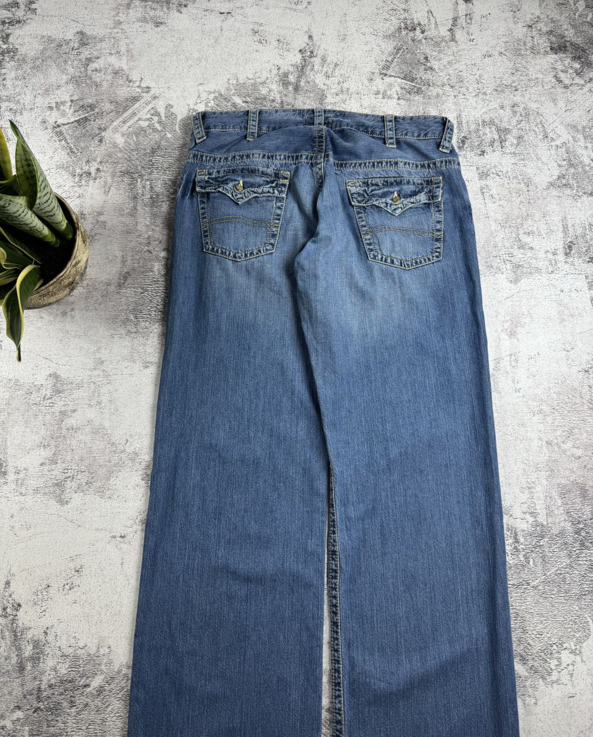 Emporio Armani Armani Vintage 007 Indigo 36 Size Blue Hip Hop Wide Baggy Jeans Pants Trousers Size US 36 / EU 52 - 5 Thumbnail