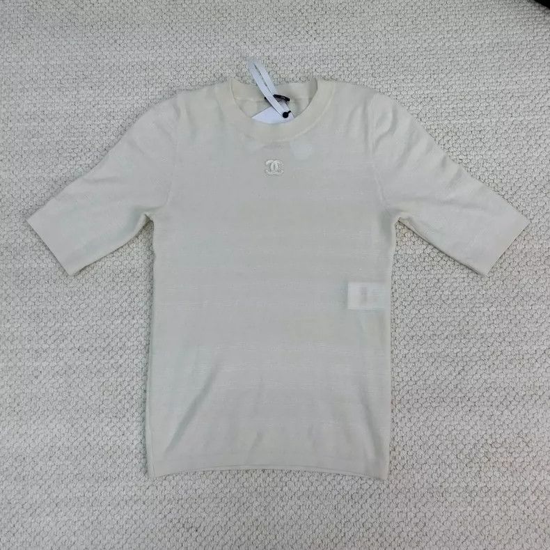 Chanel Chanel Silk Cashmere Short Sleeve Knit Top - dmc Size US M / EU 48-50 / 2 - 1 Thumbnail