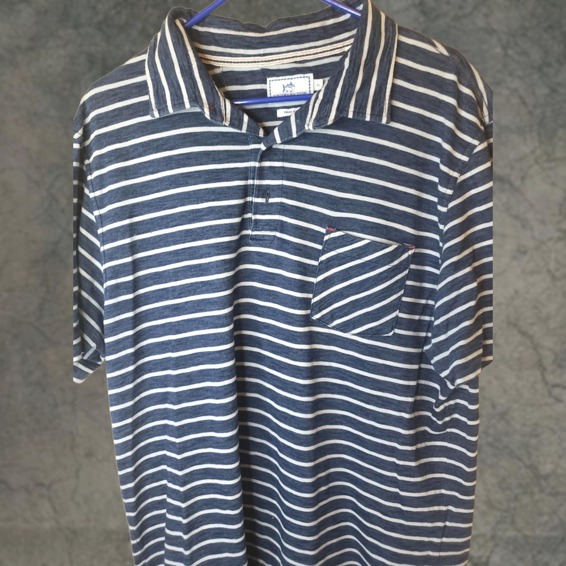 Southern Tide Southern Tide Golf Polo Shirt Mens Regular XL Blue Striped Collared Stretch Size US XL / EU 56 / 4 - 1 Thumbnail