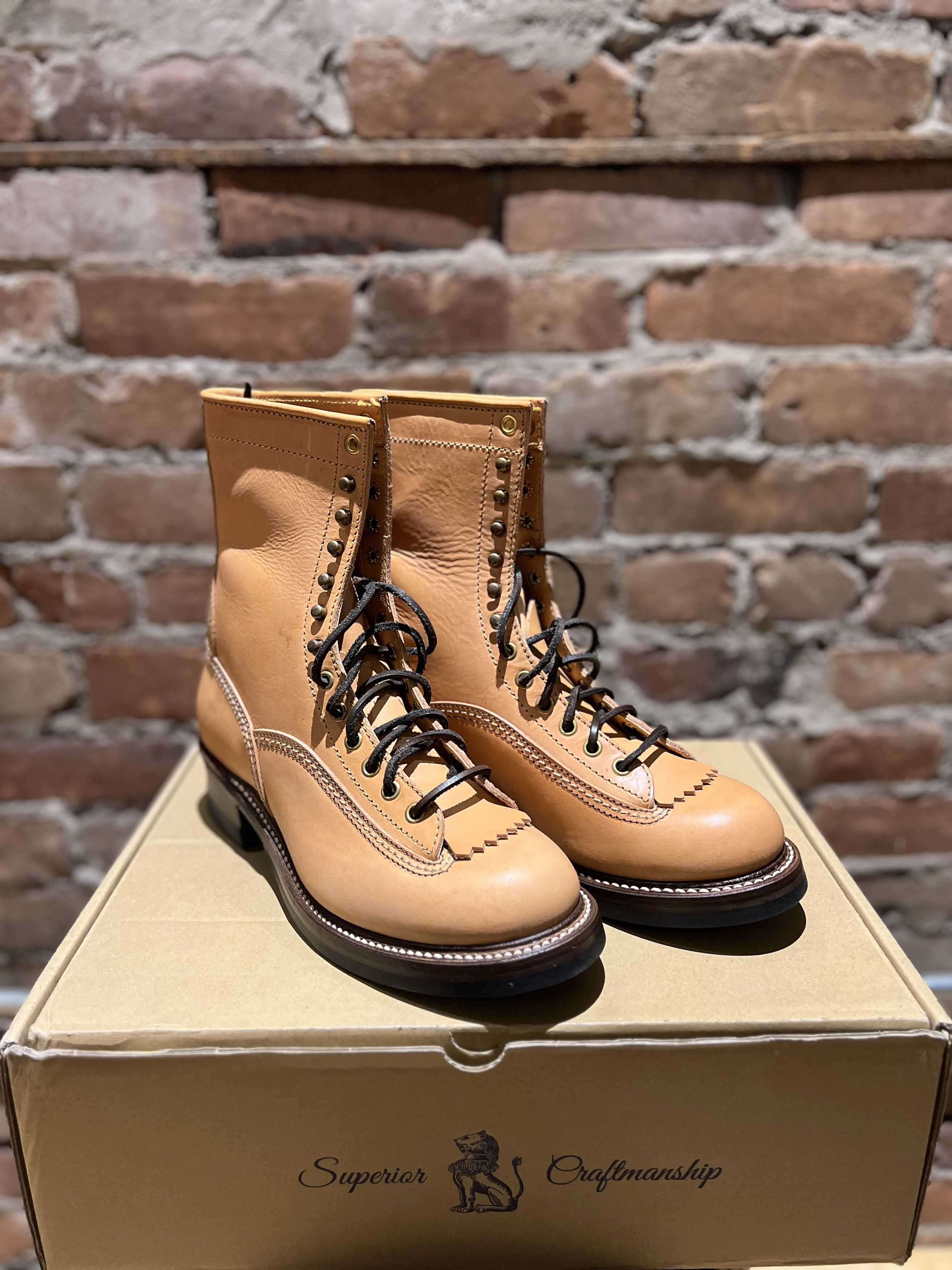 John Lofgren Donkey Puncher Boots 8" Badalassi Carlo Tanned Leather Bone Size US 8 / EU 41 - 1 Thumbnail