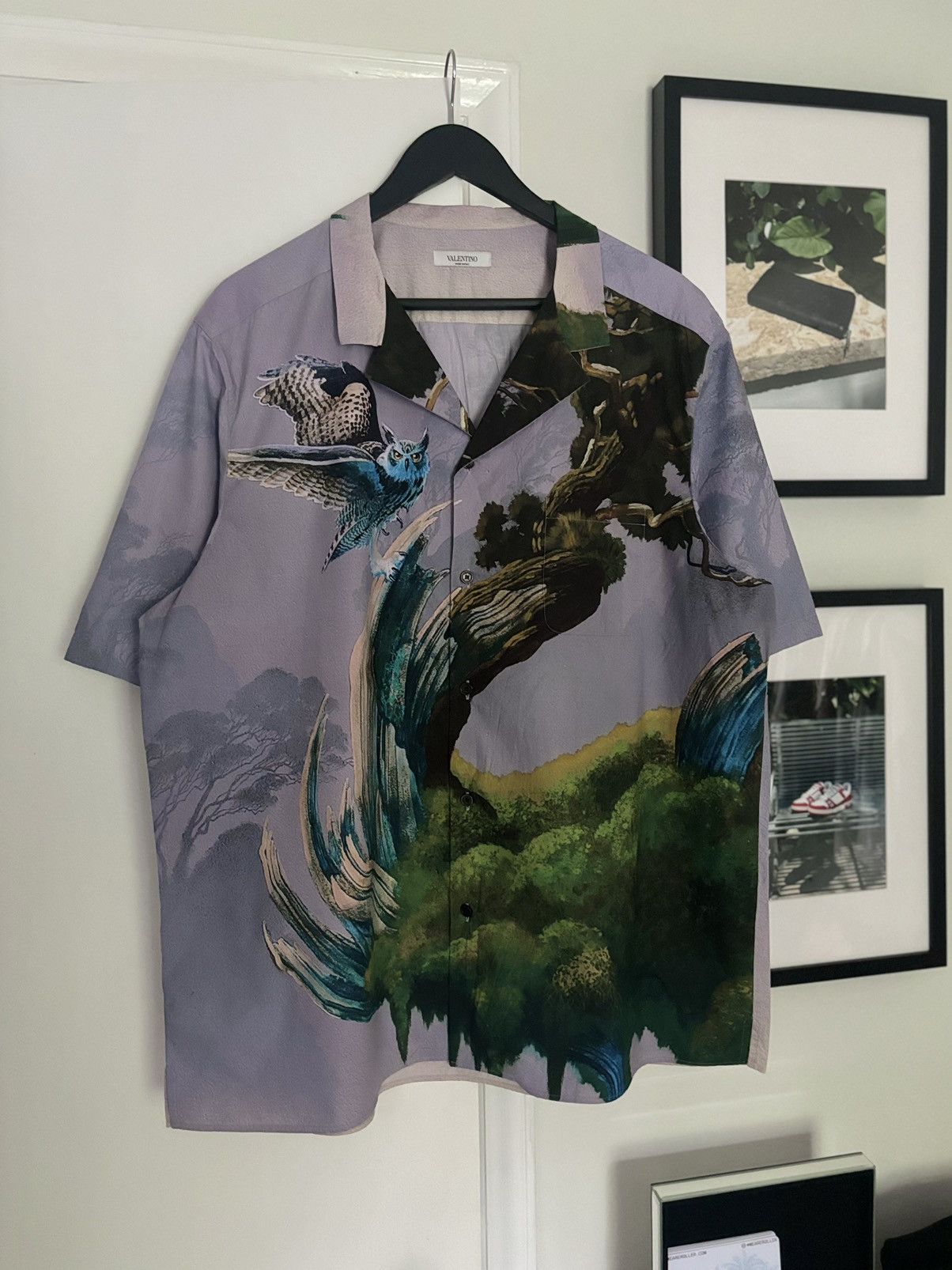 image of Valentino Owl Vacation Bowling Shirt, Men's (Size XL)