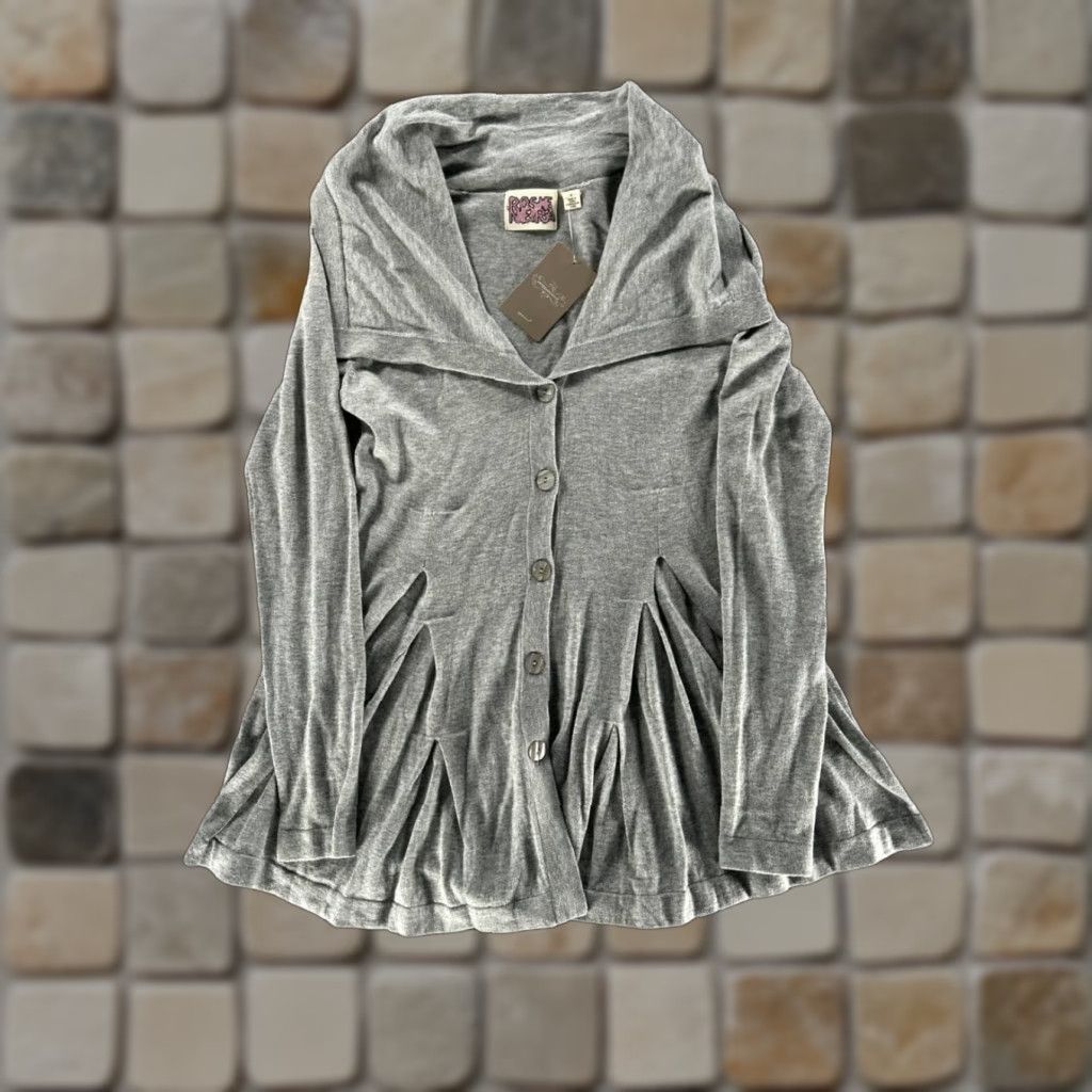 Vintage Rosie Neira Sweater Cardigan Womens Small Gray Cotton Blend Knit V-Neck Casual Winter, Spring, Fall Womens Small Gray Cardigan Knit Sweater Size S / US 4 / IT 40 - 1 Thumbnail