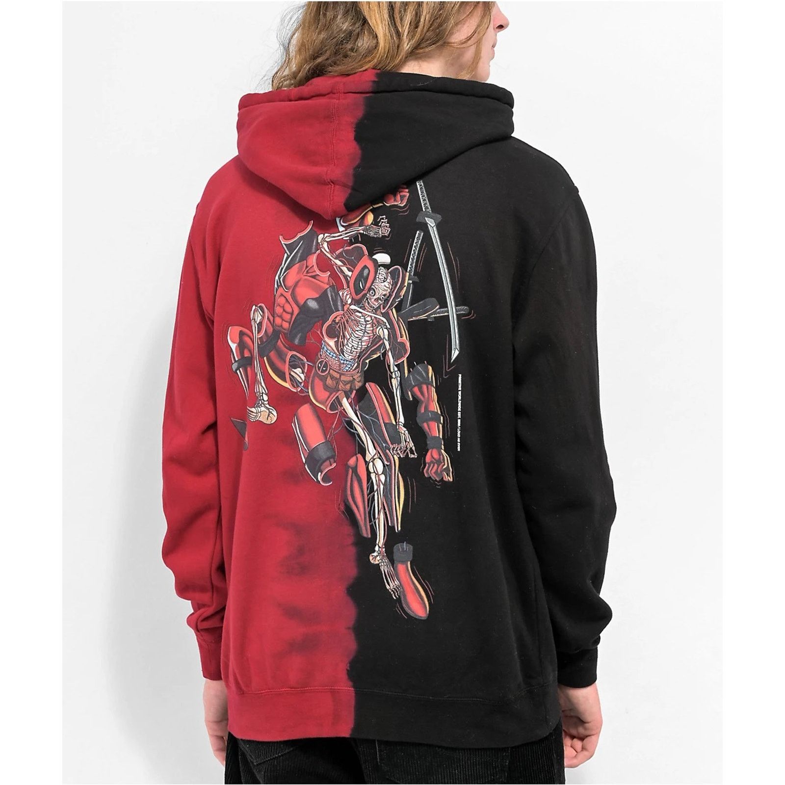 Primitive Primitive Mens X Marvel Deadpool Split Dye Hoodie Sweatshirt Size US M / EU 48-50 / 2 - 3 Thumbnail