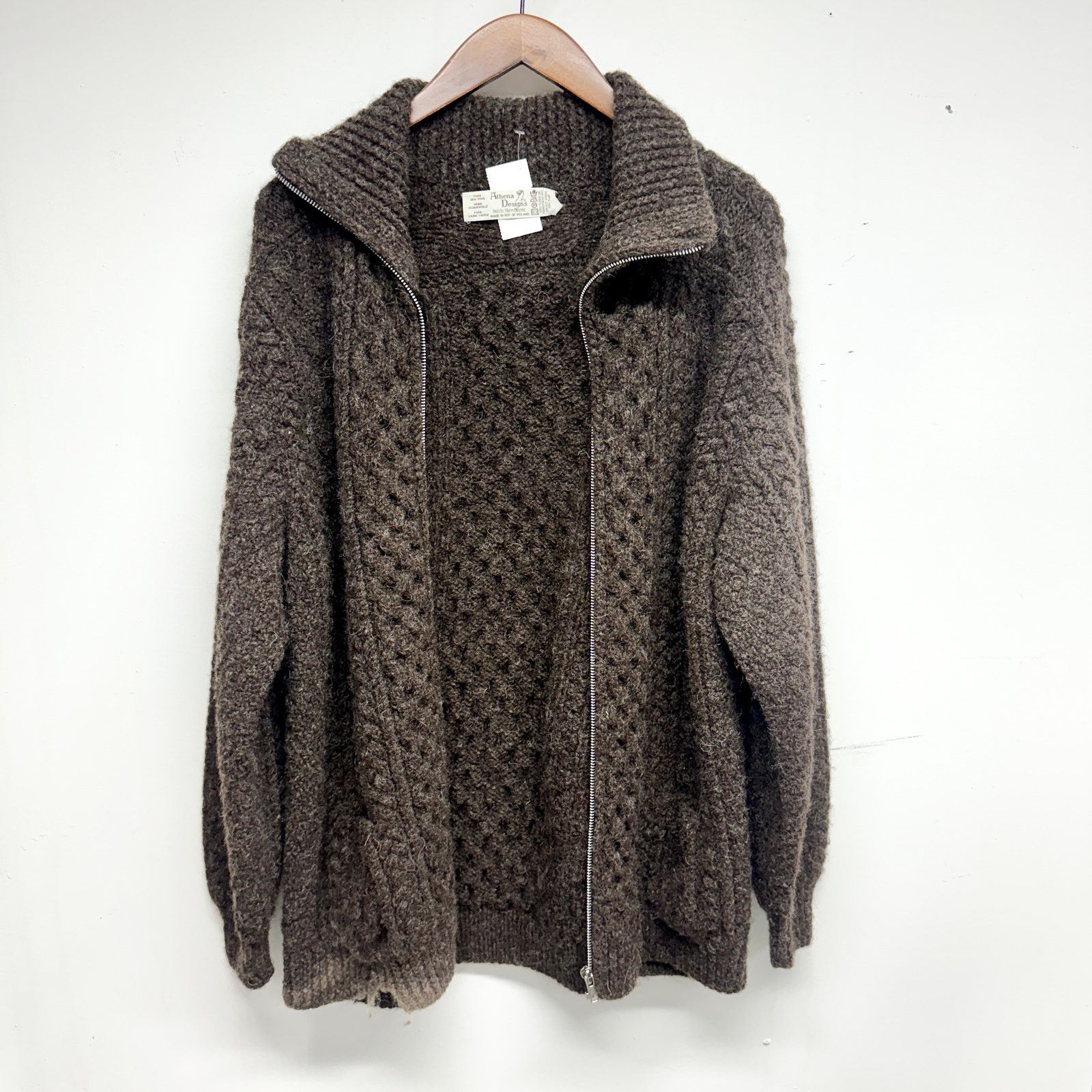 Other Athena Designs Handmade Ireland Wool Zip Up Sweater Sz Large Size L / US 10 / IT 46 - 1 Thumbnail