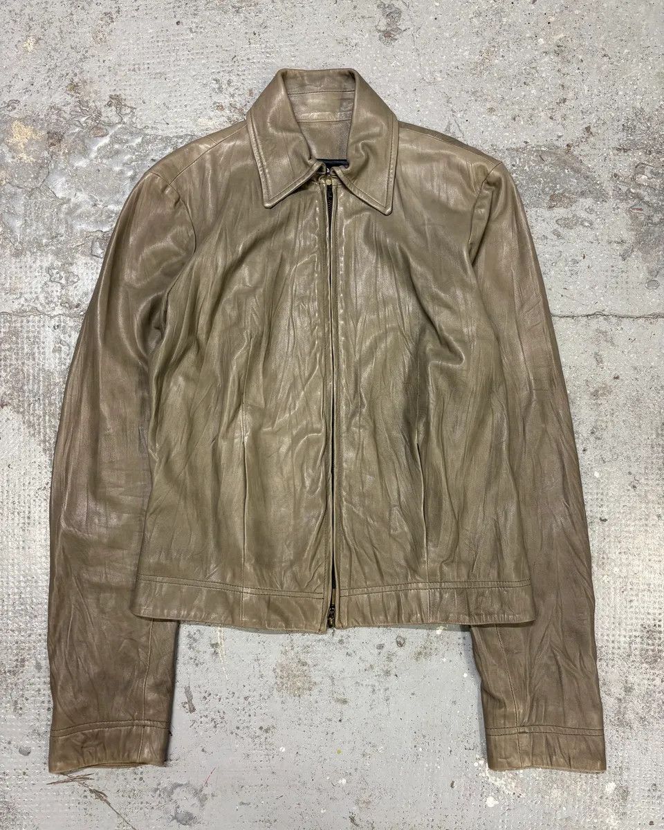 Vintage 2000s Plein Sud Grey Raw Pure Leather Jacket Size S / US 4 / IT 40 - 1 Thumbnail