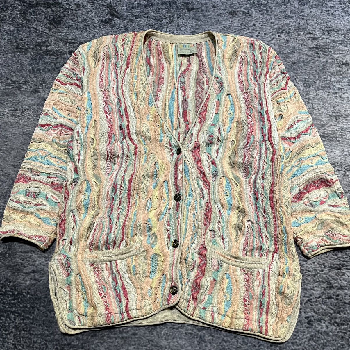 Coogi Vintage 90s Coogi 3D Chunky Knit Hip-Hop Cardigan Sweater Size US L / EU 52-54 / 3 - 3 Thumbnail