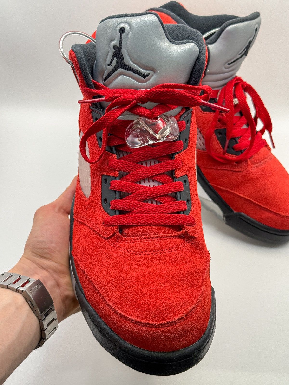 Nike Nike Air Jordan 5 Retro Raging Bull 2021 Fire Red Suede Size US 11 / EU 44 - 4 Thumbnail