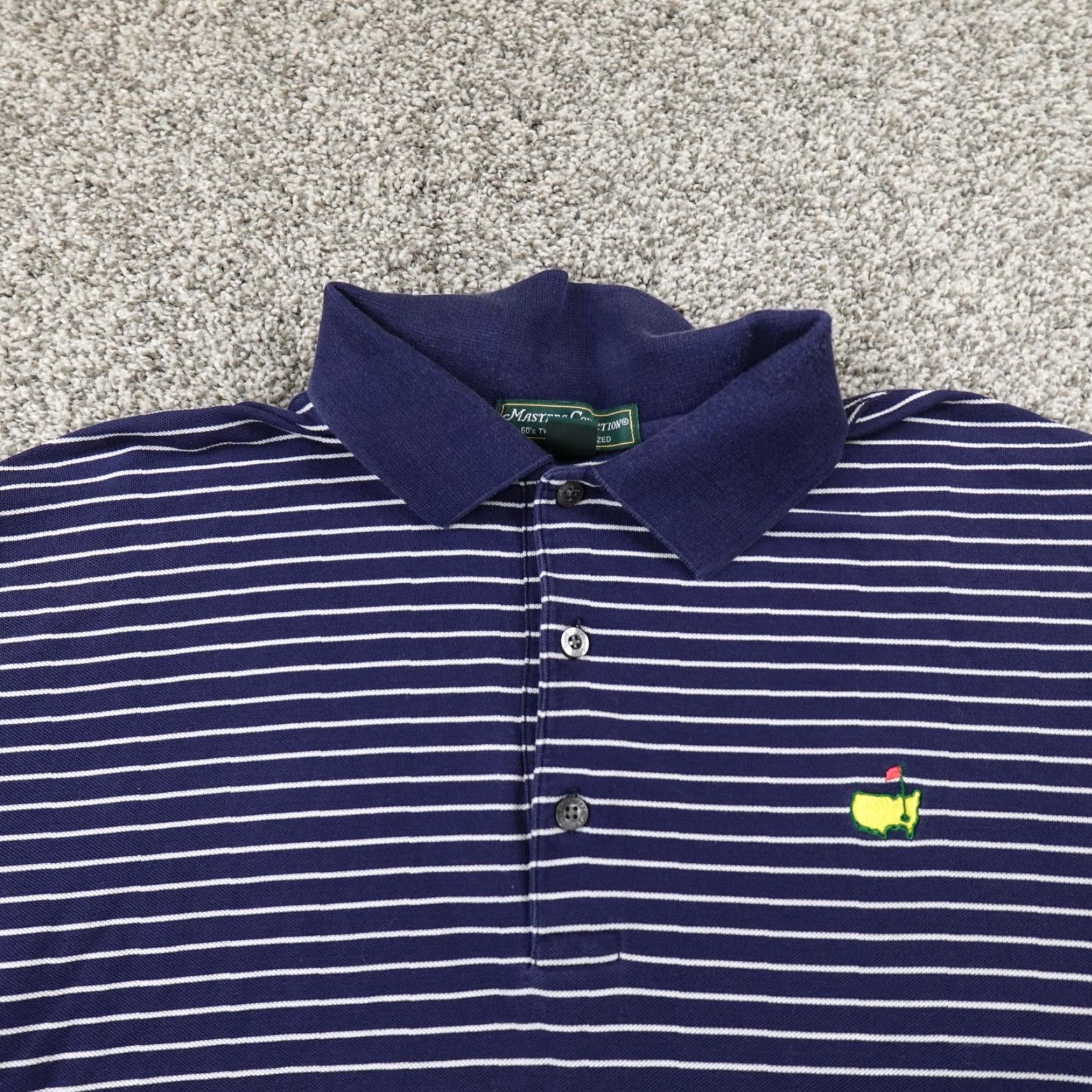 Vintage Masters Polo Shirt Mens L Blue White Stripe Pima Augusta National Golf Course Size US L / EU 52-54 / 3 - 3 Thumbnail
