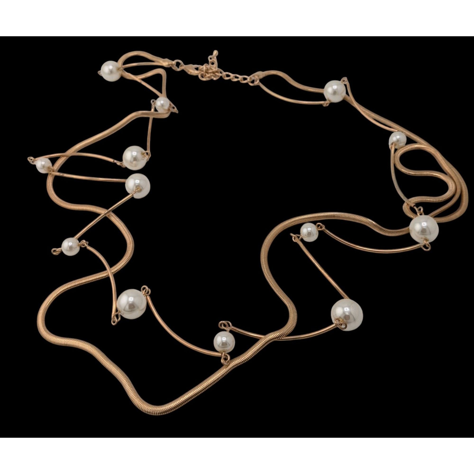 Other Gold-Tone Faux Pearl Statement Necklace 32" With 3" Extender Size ONE SIZE - 1 Thumbnail