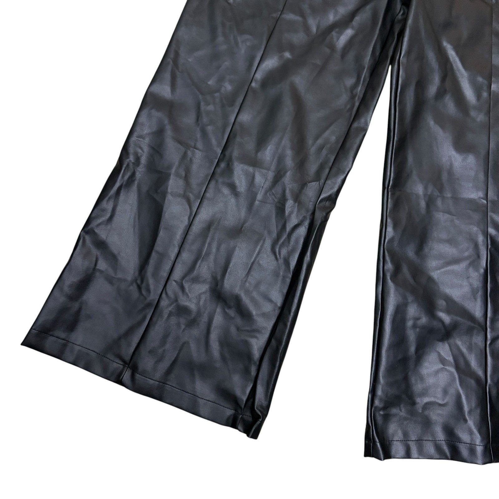 Other FAUX LEATHER UOOZEE Wide Leg Flare Vegan Casual Pants Large Size 34" / US 12 / IT 48 - 6 Thumbnail