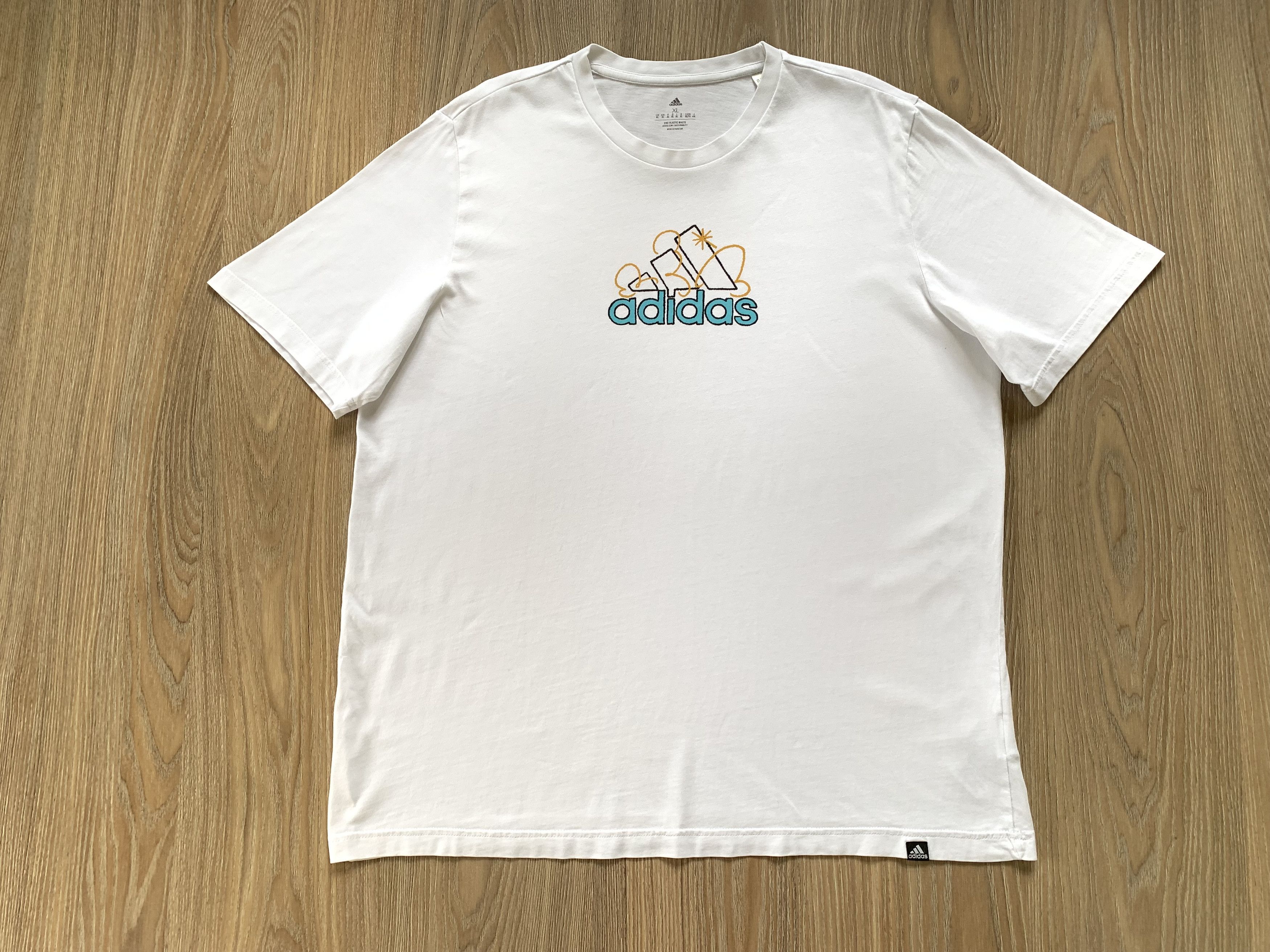 Adidas Adidas White Cotton Printed Tee 2023 Size US XL / EU 56 / 4 - 2 Thumbnail