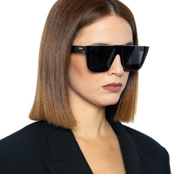 Fendi Fendi FE40136I 53A Sunglasses Havana Shield Frame, Grey Lens Size ONE SIZE - 6 Thumbnail