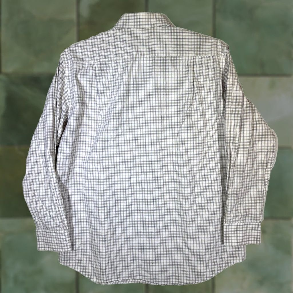 Hugo Boss VINTAGE: Hugo Boss Shirt 100% Cotton White Gray Plaid Dress Shirt Long Sleeve 17 Neck/34-35 Sleeve Mens Size 34R - 1 Thumbnail