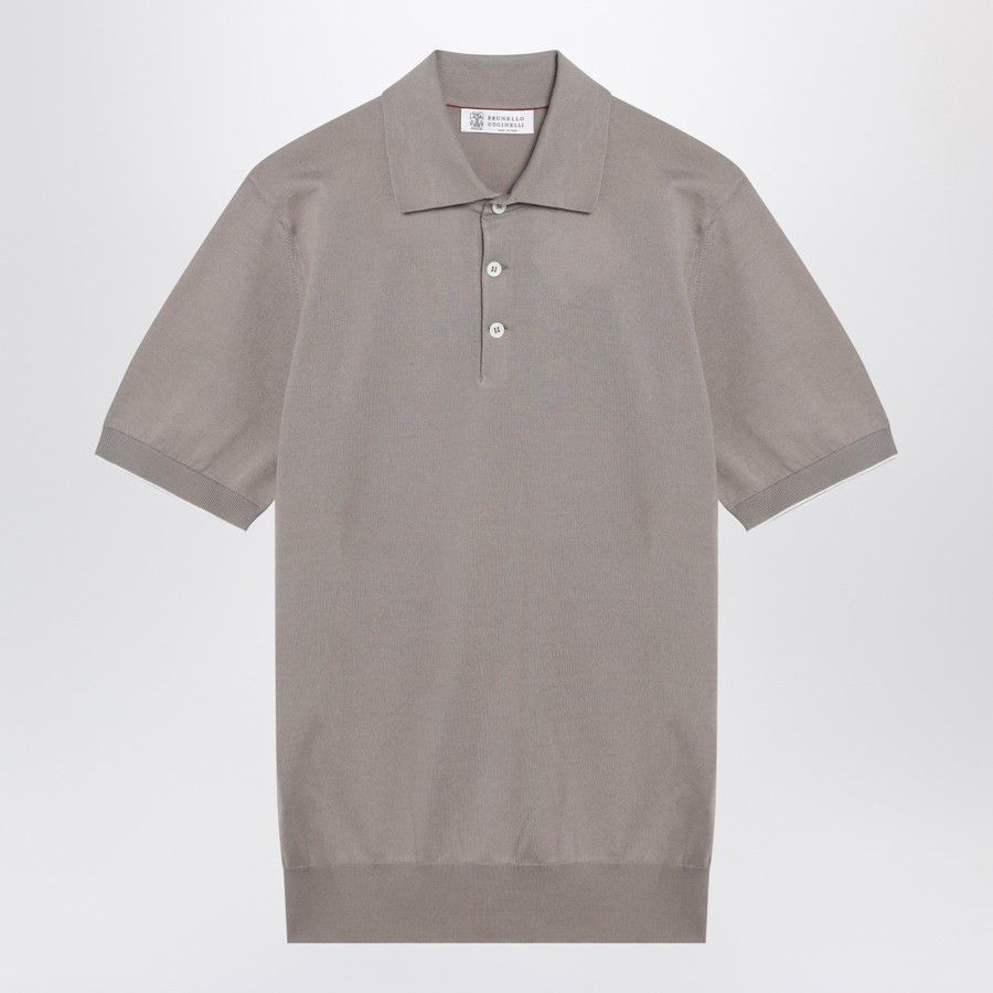 Brunello Cucinelli o1d2blof0226 Cotton Knit Polo Shirt in Light Brown Size US M / EU 48-50 / 2 - 1 Thumbnail