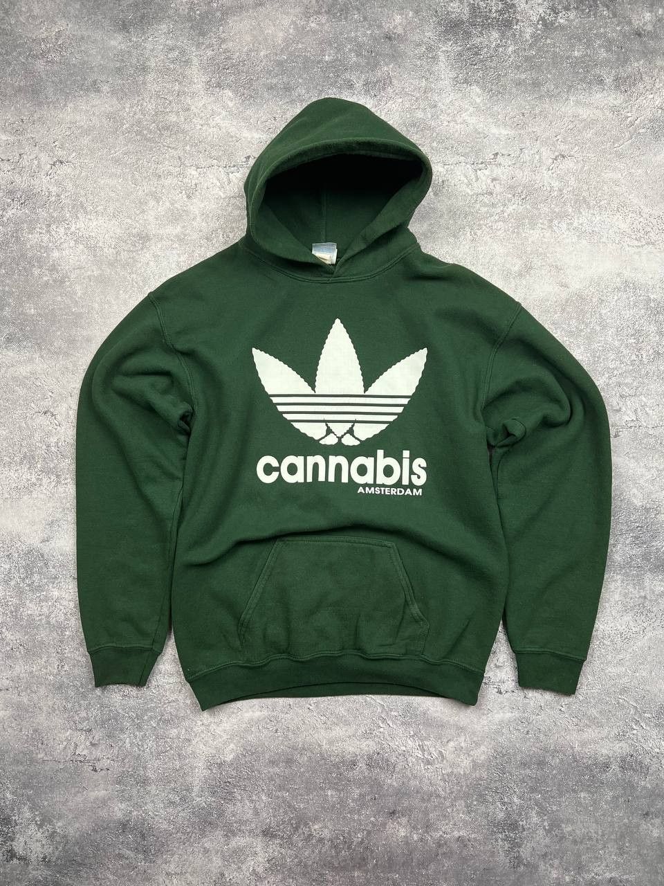 Vintage Vintage 90's Cannabis Humour Adidas Boxy Hoodie Size US XL / EU 56 / 4 - 1 Thumbnail
