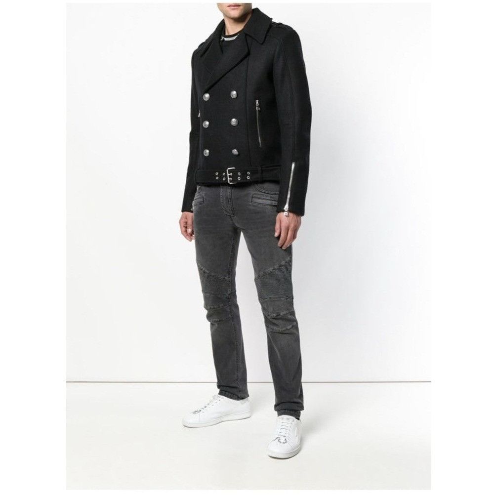 Balmain Balmain Double Breasted Biker Peacoat/Blazer Size 48R - 6 Thumbnail