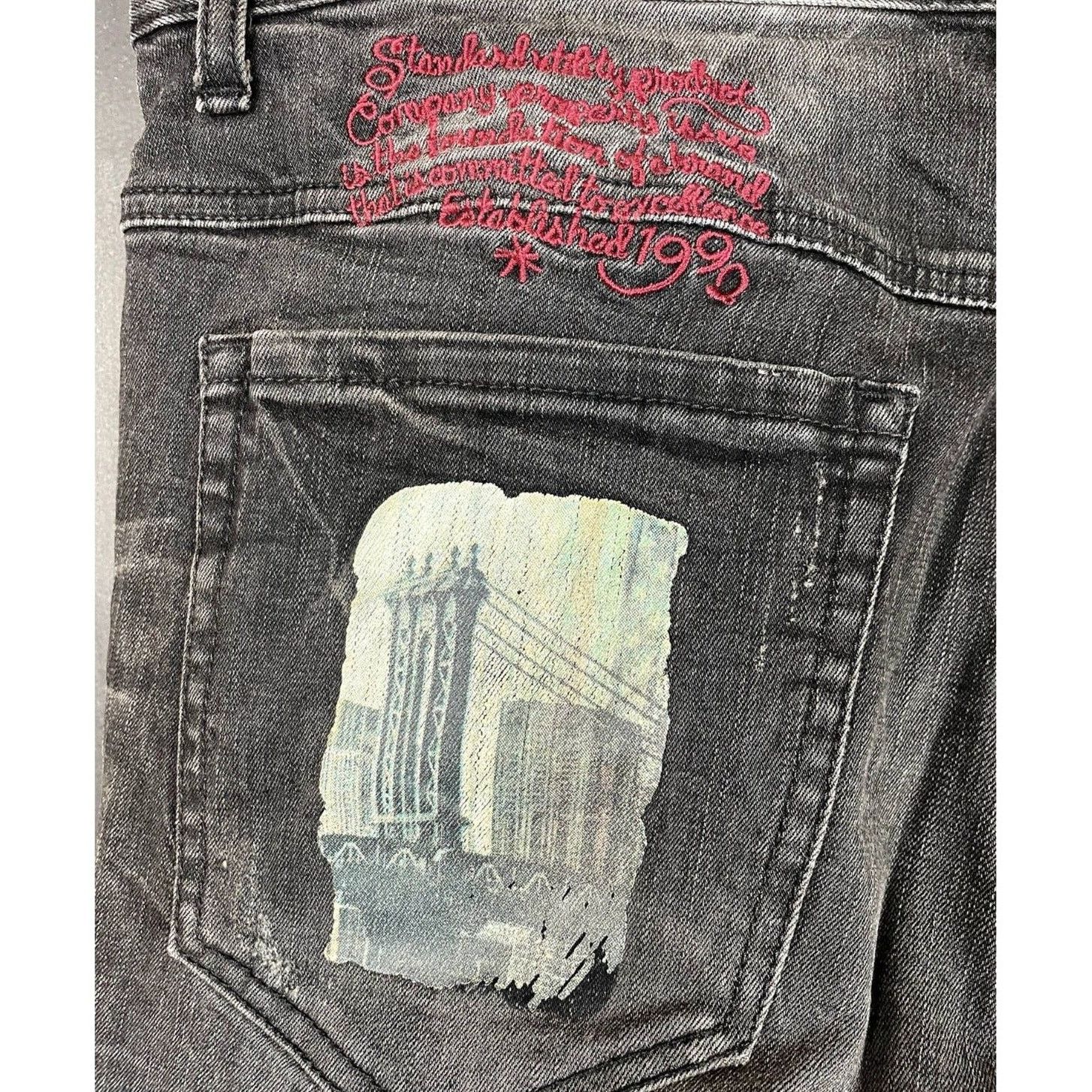 Fubu Vintage FUBU Black Mens Jeans (34x28) Y2K NYC Bridge 90s Size US 34 / EU 50 - 2 Thumbnail