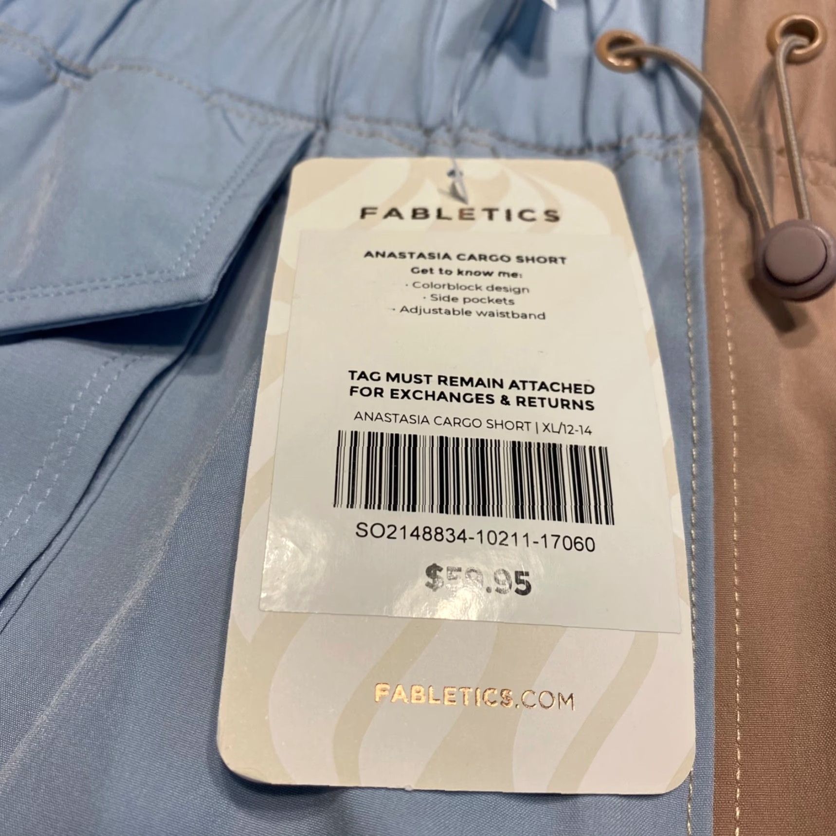 Fabletics Fabletics Shorts Womens XL Tan Blue Cargo Anastasia Color Block Stretch Ladies Size 40" / US 18 - 3 Thumbnail