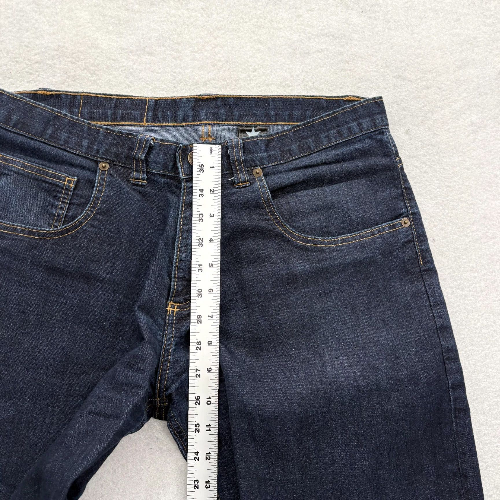 Denime Dearborn Denim Jeans Mens 32x34 Blue Dark Wash Straight Stretch Made In USA Size US 32 / EU 48 - 7 Thumbnail