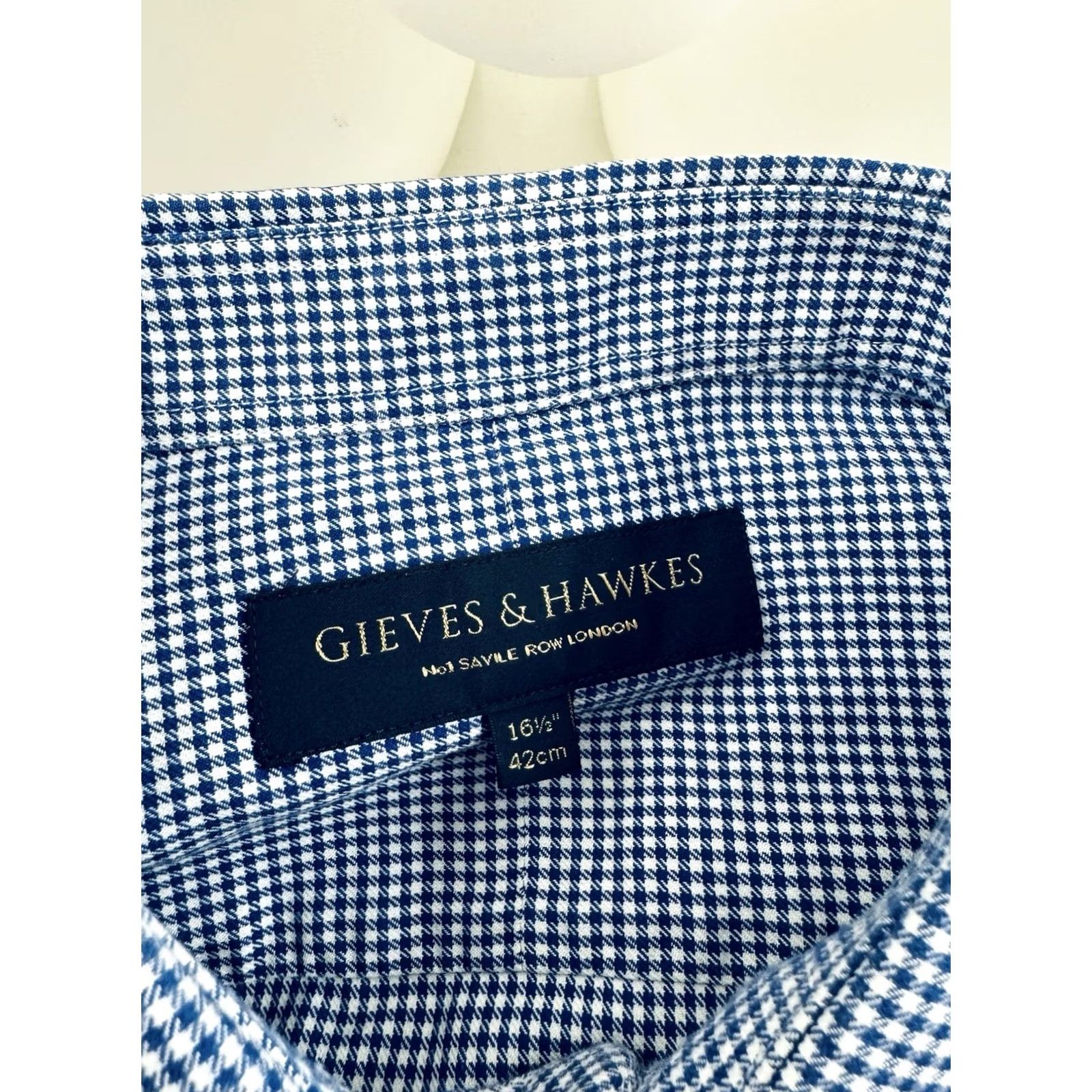 Gieves & Hawkes Gieves & Hawkes London Plaid Check Shirt - Mens 16.5/42 Dress Shirt Blue White, EXCELLENT, Button Closure, Regular Fit, J5 Size US L / EU 52-54 / 3 - 4 Thumbnail