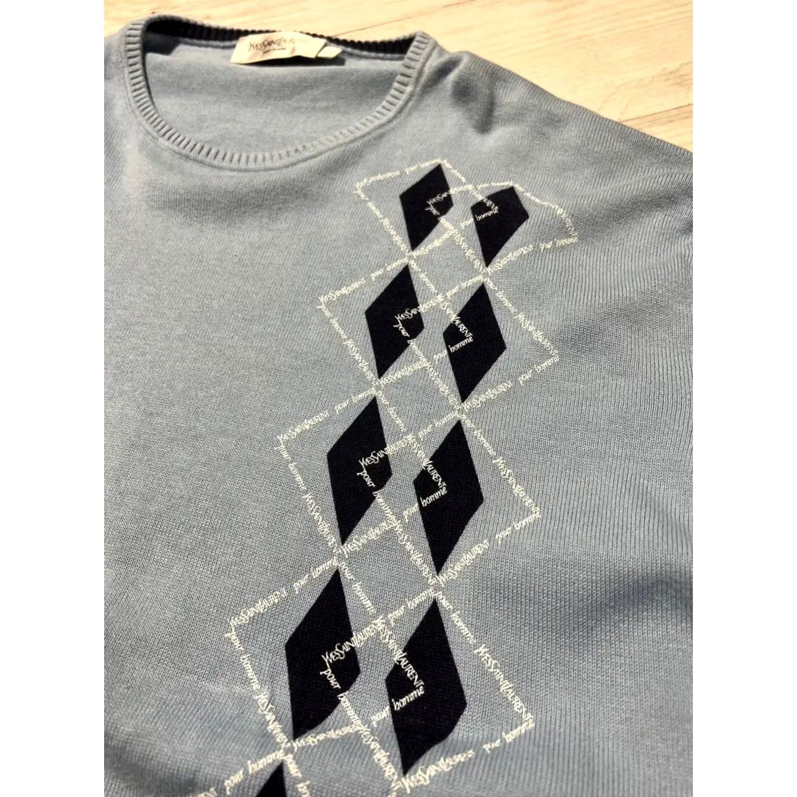 Yves Saint Laurent VINTAGE Saint Laurent Sweater Men's 2XL Crew Neck Blue YSL Logo Knit Pullover Winter Casual 2XL Mens Size US XXL / EU 58 / 5 - 5 Thumbnail