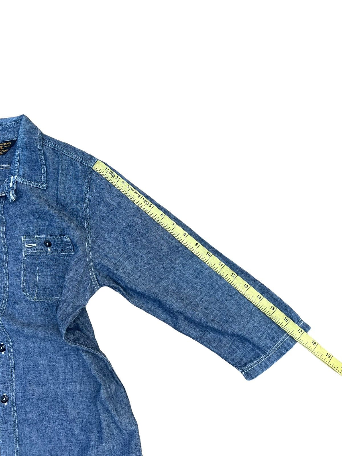 Vintage Cootie Japan 3q Sleeve Chambray Work Shirt Size US S / EU 44-46 / 1 - 4 Thumbnail