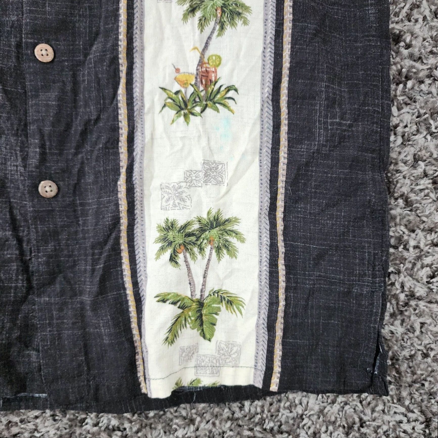 Vintage Mens Batik Bay Black Palm Tree Short Sleeve Hawaiian Button Up Shirt Size S Size US 29 - 2 Thumbnail