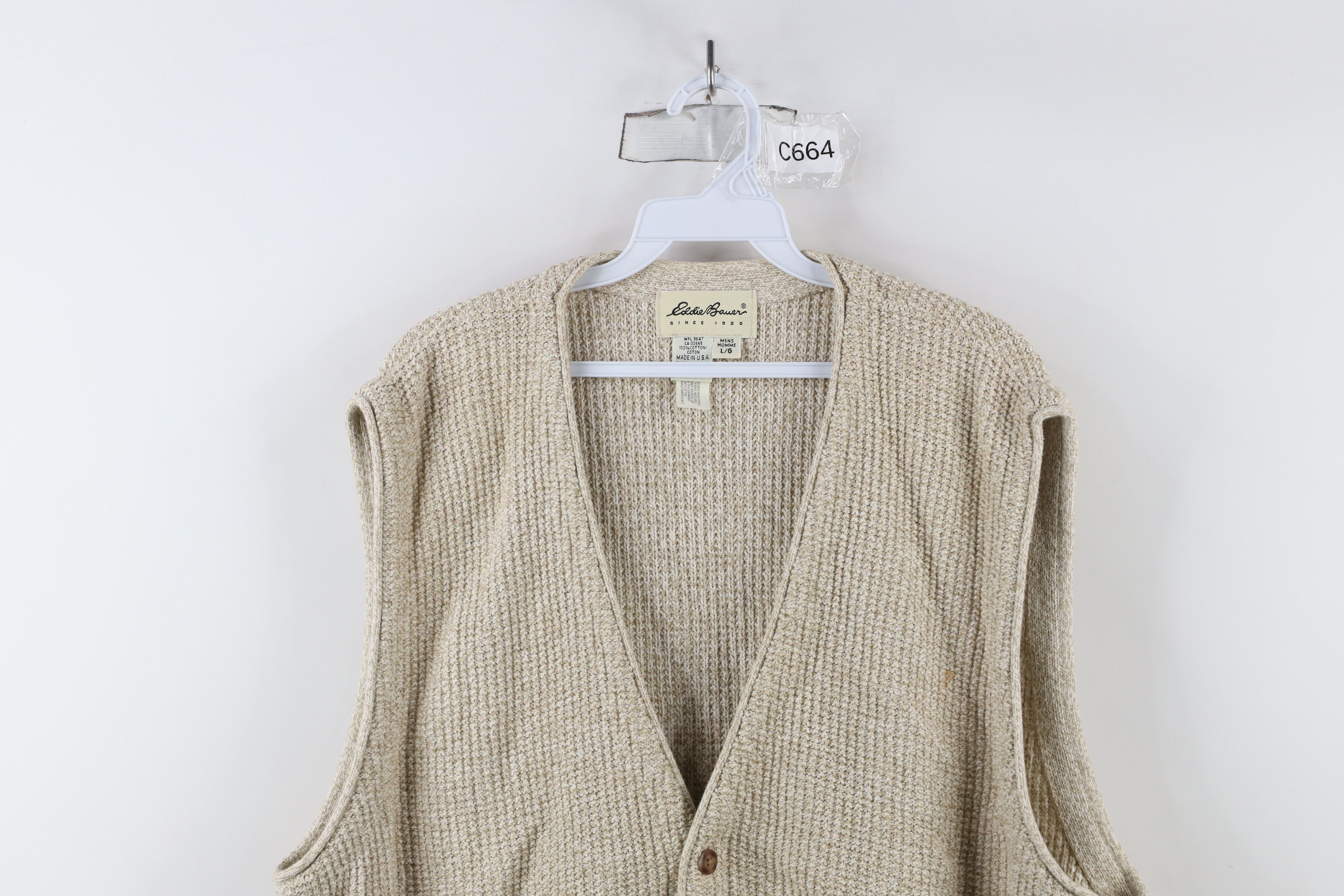 Eddie Bauer × Vintage Vintage 90s Eddie Bauer Thermal Cotton Knit Sweater Vest USA Size US L / EU 52-54 / 3 - 2 Thumbnail