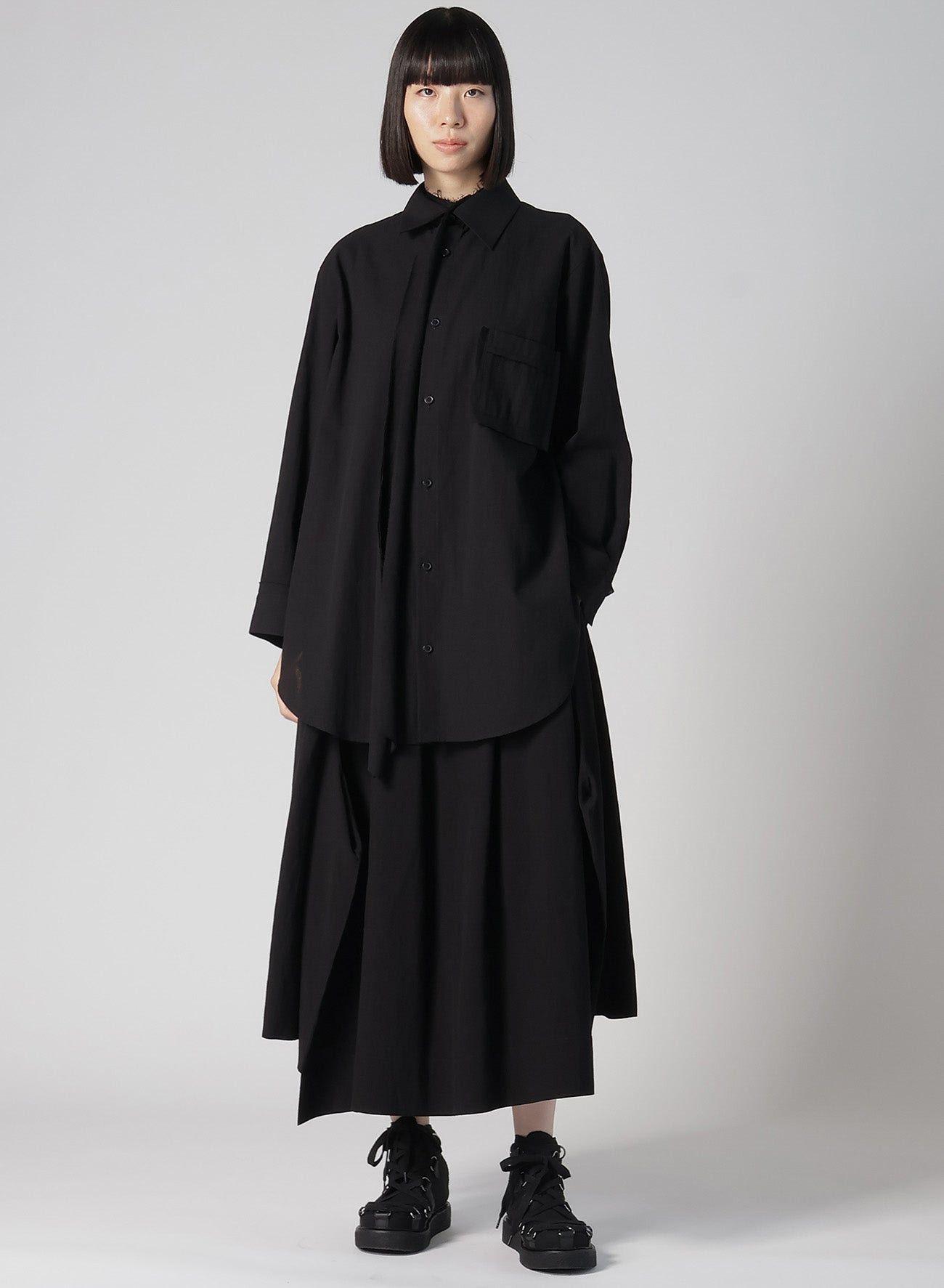 Yohji Yamamoto Yohji Yamamoto - POPLIN UNBALANCED TUCK SKIRT HAKAMA PANTS Size 31" - 4 Thumbnail