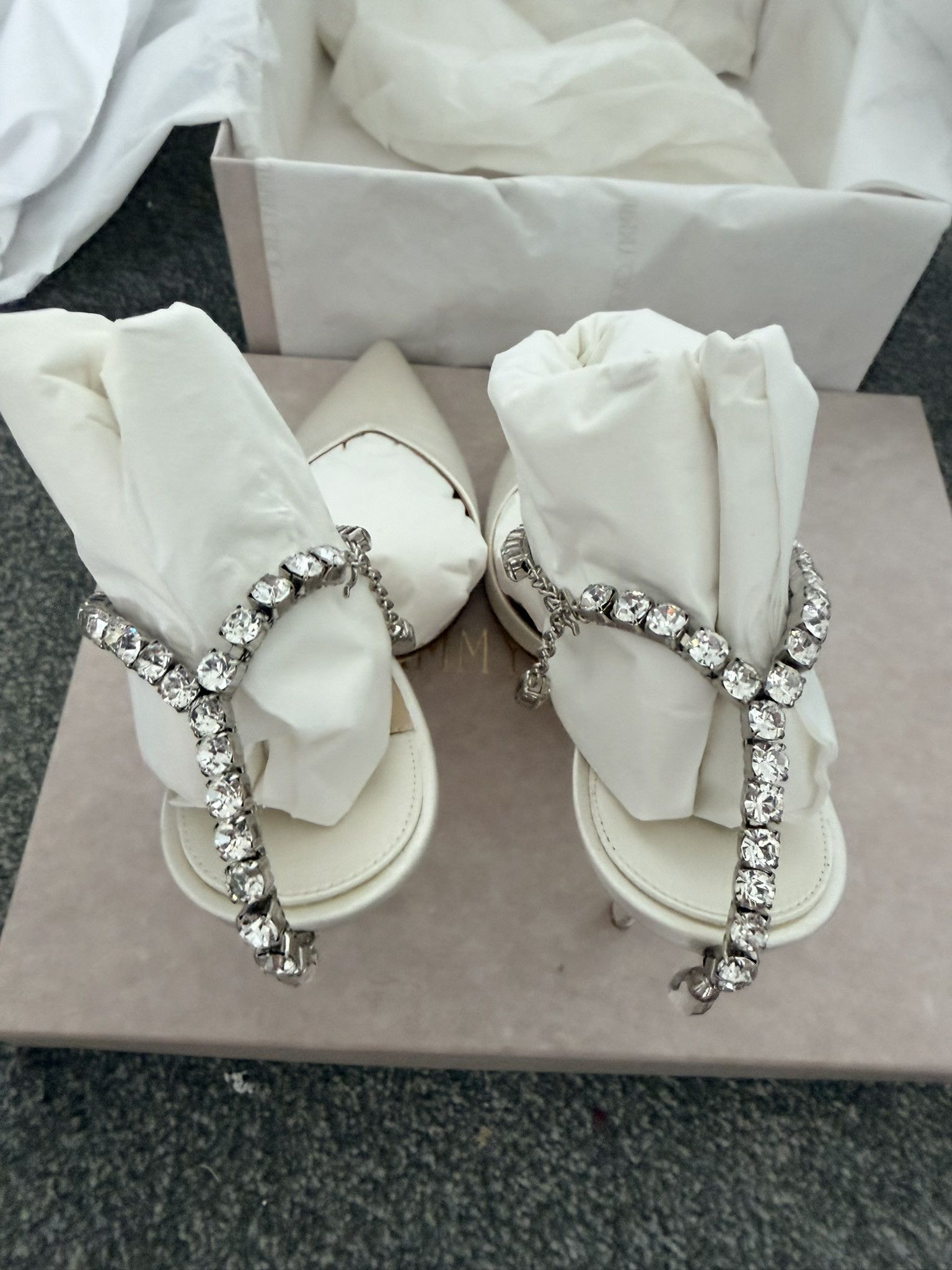 Jimmy Choo Jimmy Choo Saeda 100 l 39 EU Ivory/Crystal Size US 9 / IT 39 - 4 Thumbnail