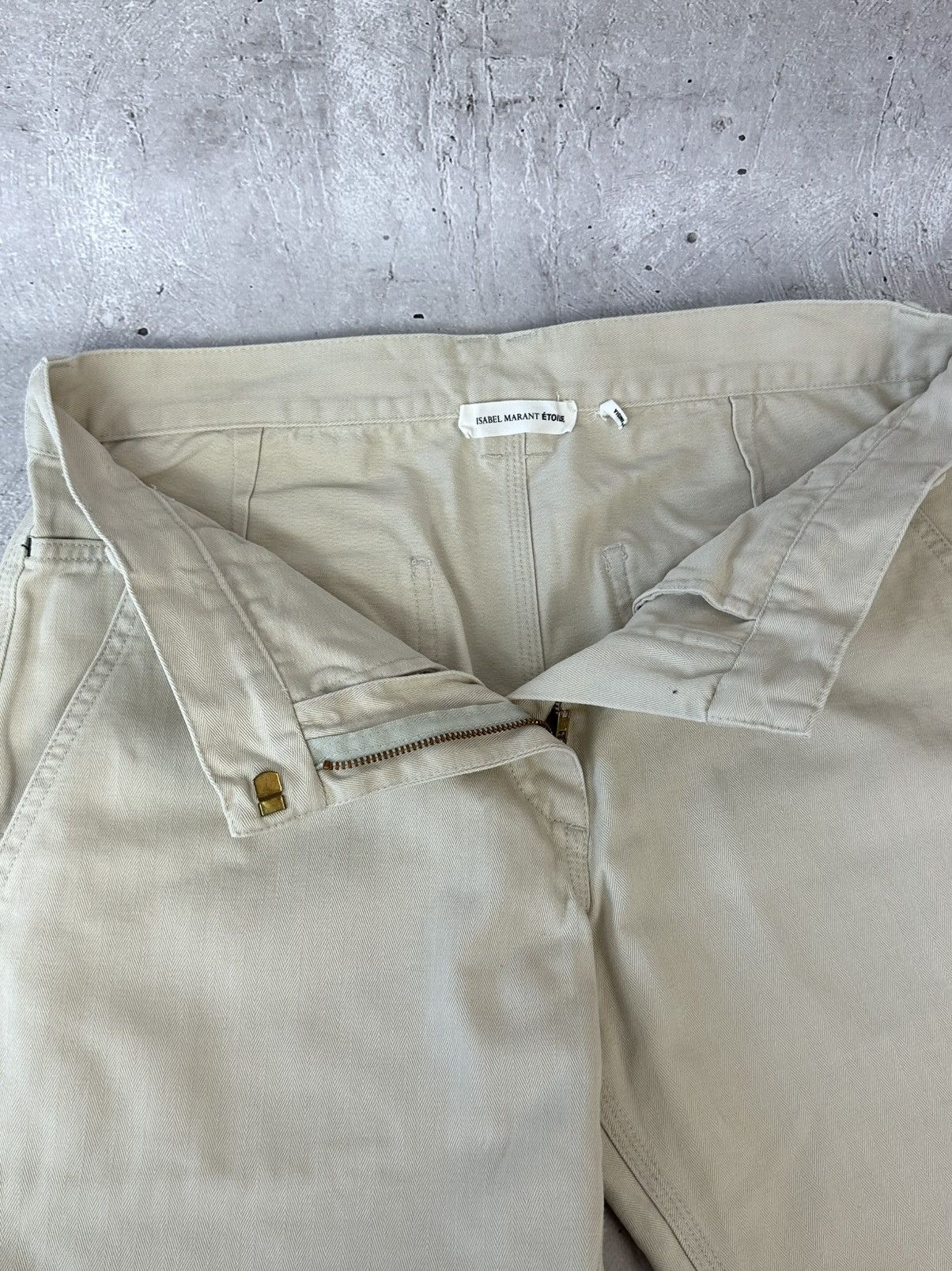 Isabel Marant Etoile Isabel Marant Etoile Stripped Beige Carpenter Cotton Jeans Size 25" / US 0 / IT 36 - 6 Thumbnail