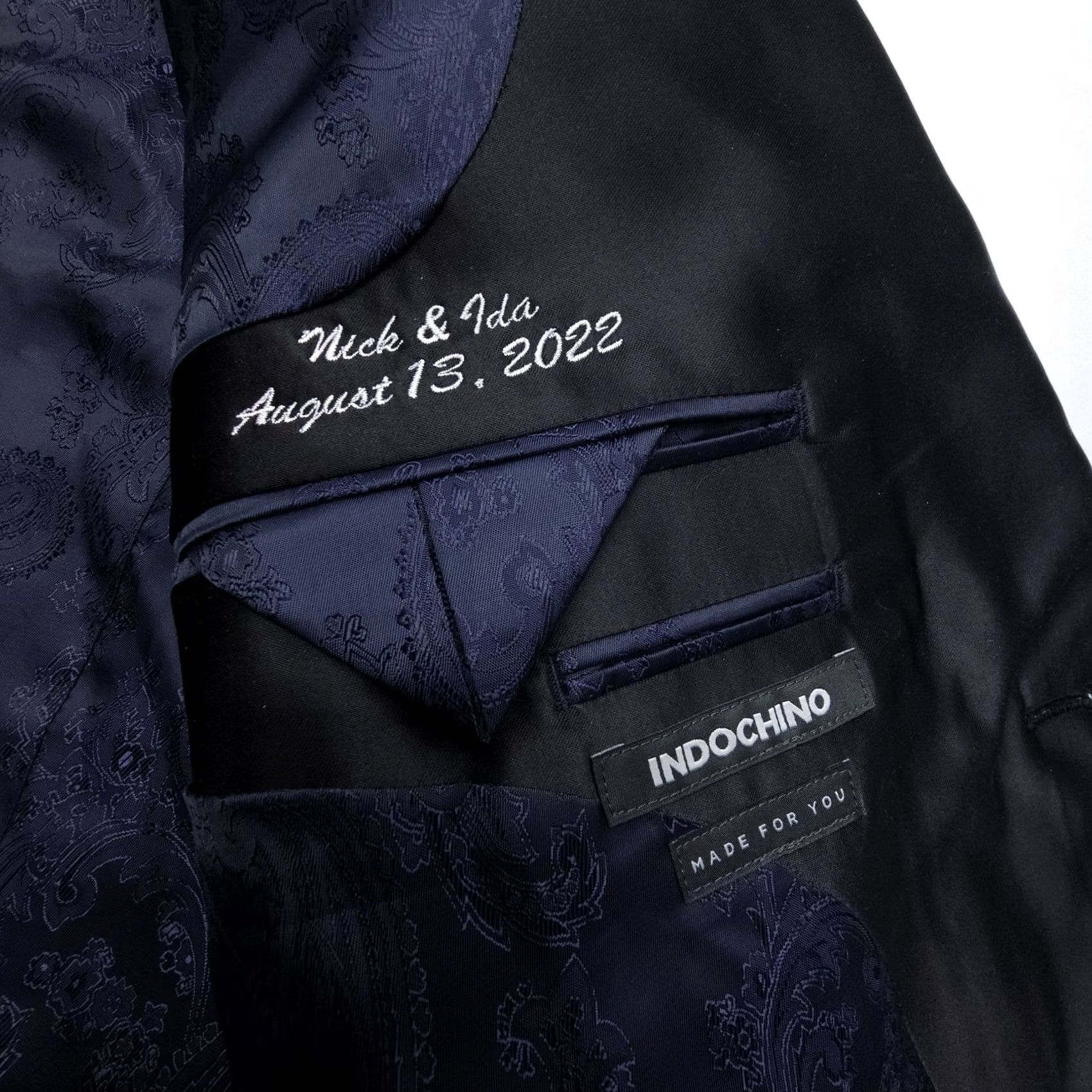 Vintage Indochino Tuxedo Jacket Mens Regular Wool Black Paisley Lined NWT 42 C Size 42R - 6 Thumbnail