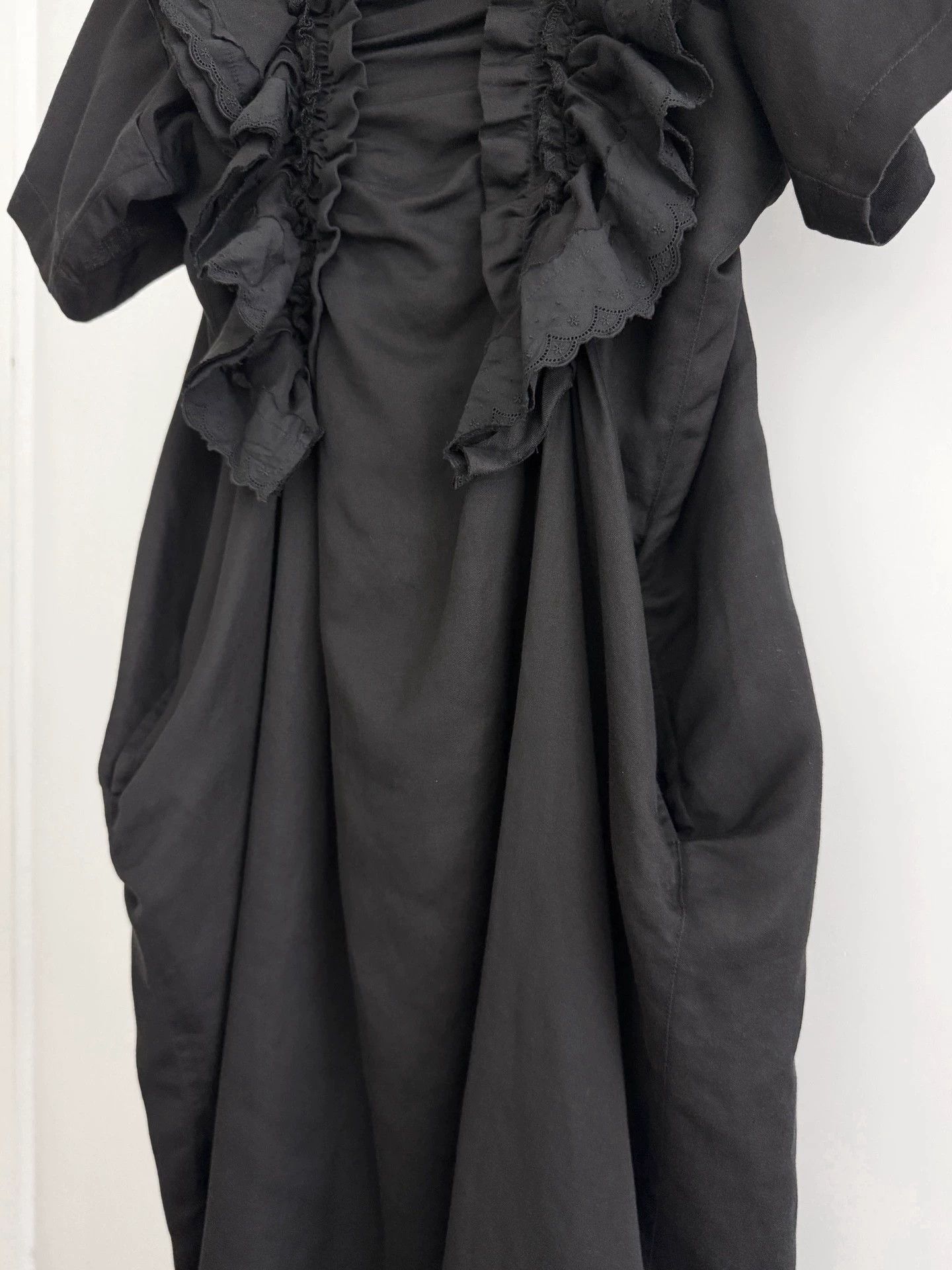 Comme des Garcons CDG 21SS Tricot Pleated Black CottonLinen Pocketed Dress Size M / US 6-8 / IT 42-44 - 3 Thumbnail