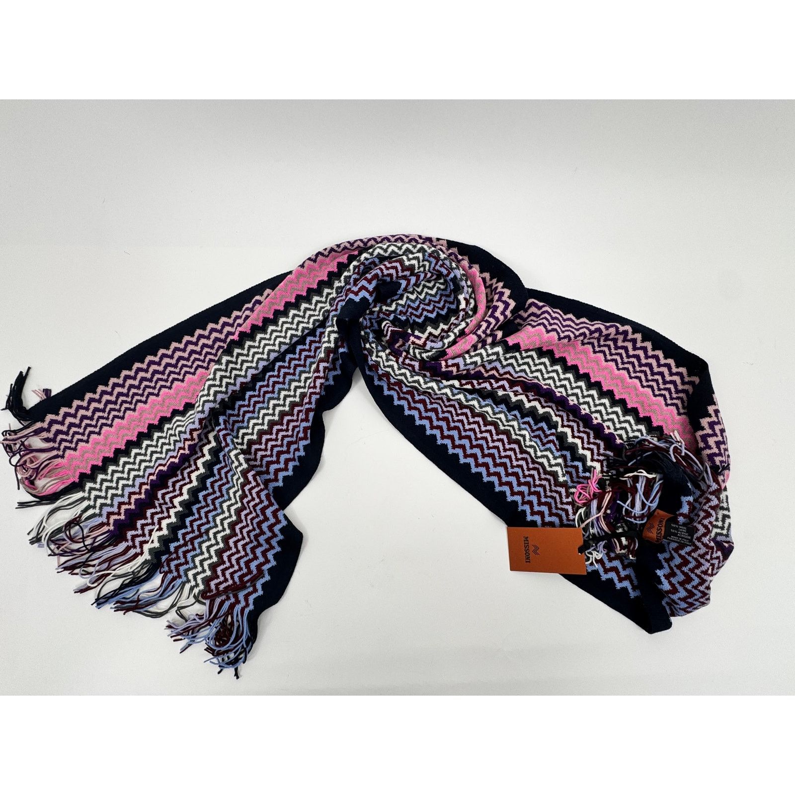 Missoni Missoni NWT Wool Blend Zigzag Pattern Crochet Knit Scarf Size ONE SIZE - 7 Thumbnail