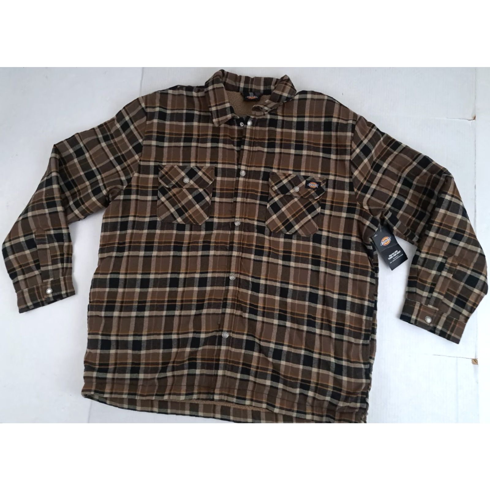 Dickies VINTAGE Dickies Full Snap Button Up Shirt 2XL Brown Plaid Cotton Flannel Insulated Outdoor Casual Workwear Mens Womens Size US XXL / EU 58 / 5 - 2 Thumbnail