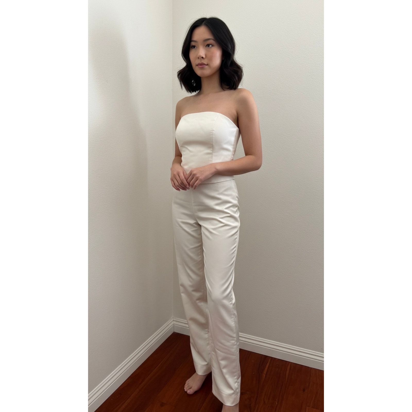Sachin & Babi Sachin + Babi Silk Faille Bustier + Pants Set Ivory M Flaws Size 27" / US 4 / IT 40 - 1 Thumbnail
