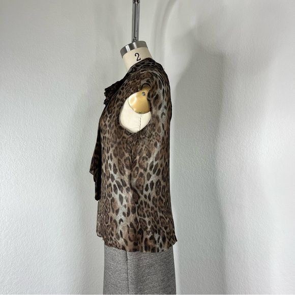 Vintage Tuleh Leopard Sheer Tie Blouse Sample SS 15 Size M / US 6-8 / IT 42-44 - 5 Thumbnail