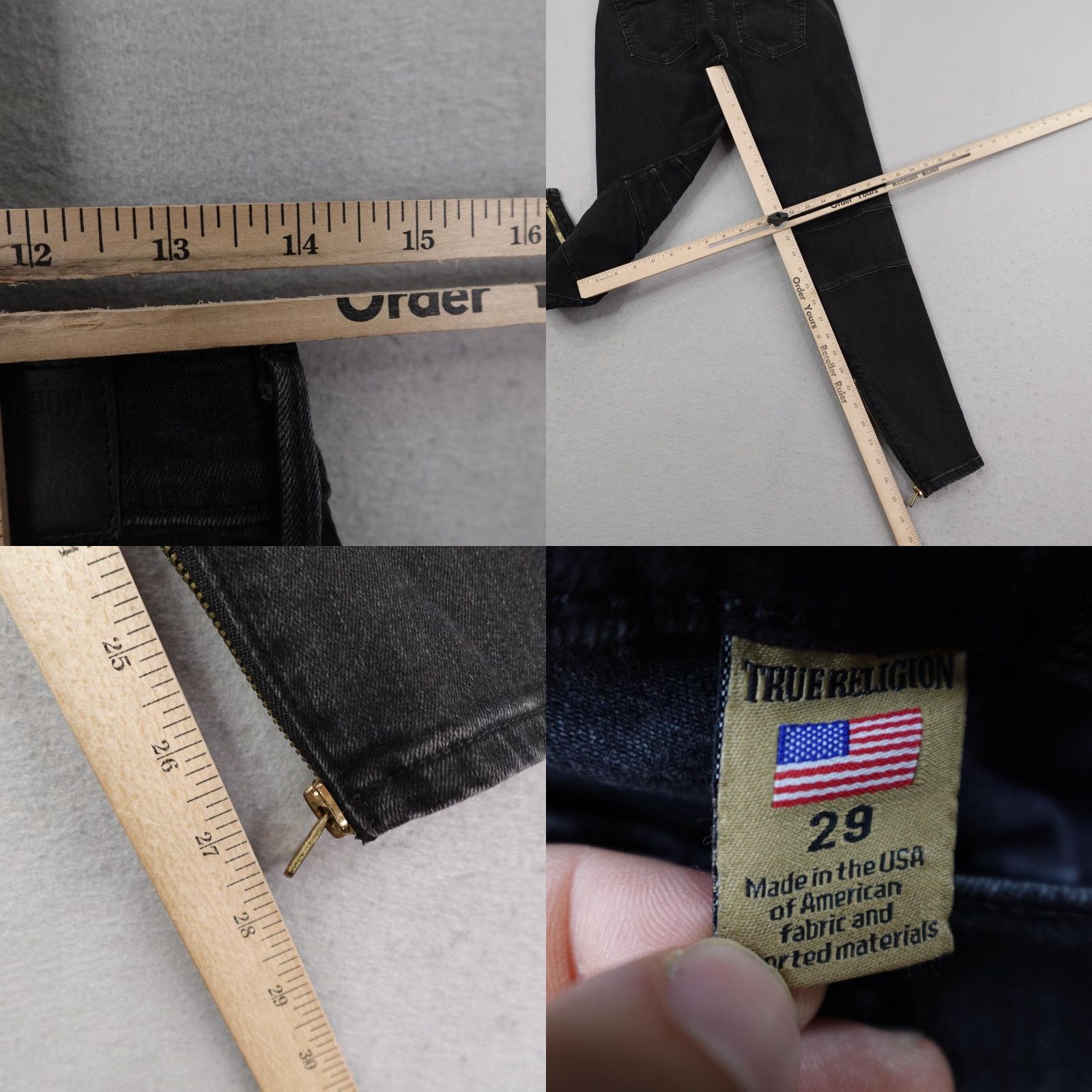 True Religion True Religion Jeans 29 Black Halle Mid Rise Super Skinny Moto Ankle Zip Womens Size 29" - 8 Thumbnail