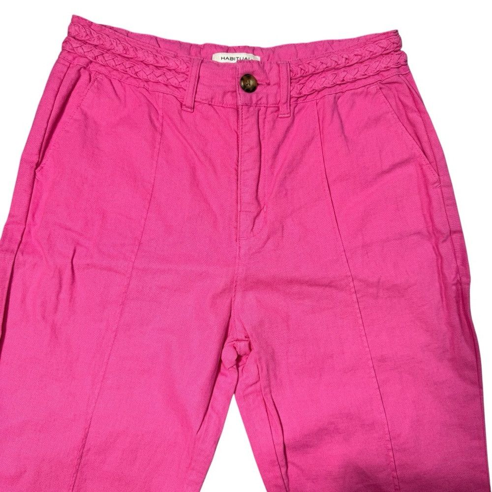 Other NWT New Habitual Linen Cotton Cropped Kick Flare Pink Pants Size 28" / US 6 / IT 42 - 4 Thumbnail