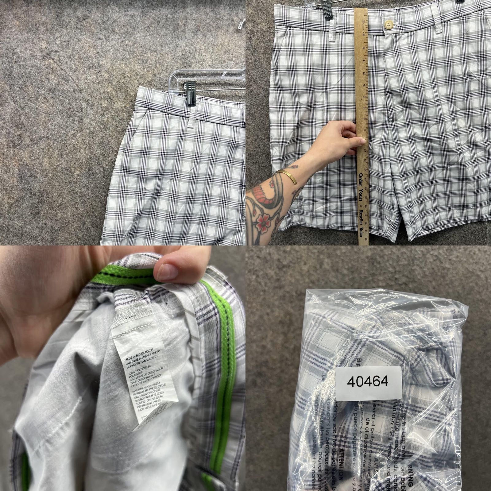 Izod Izod PerformX Golf Shorts Mens 36 Gray Plaid Chino Stretch Performance 9 Inseam Size US 36 / EU 52 - 8 Thumbnail