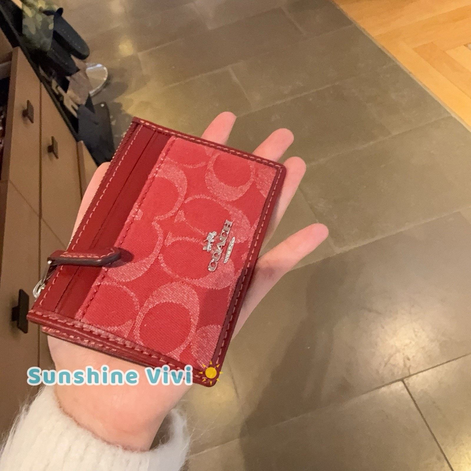 Coach NWT Coach Mini Skinny Id Case CDN29 denim/Silver/True Red Size ONE SIZE - 5 Thumbnail