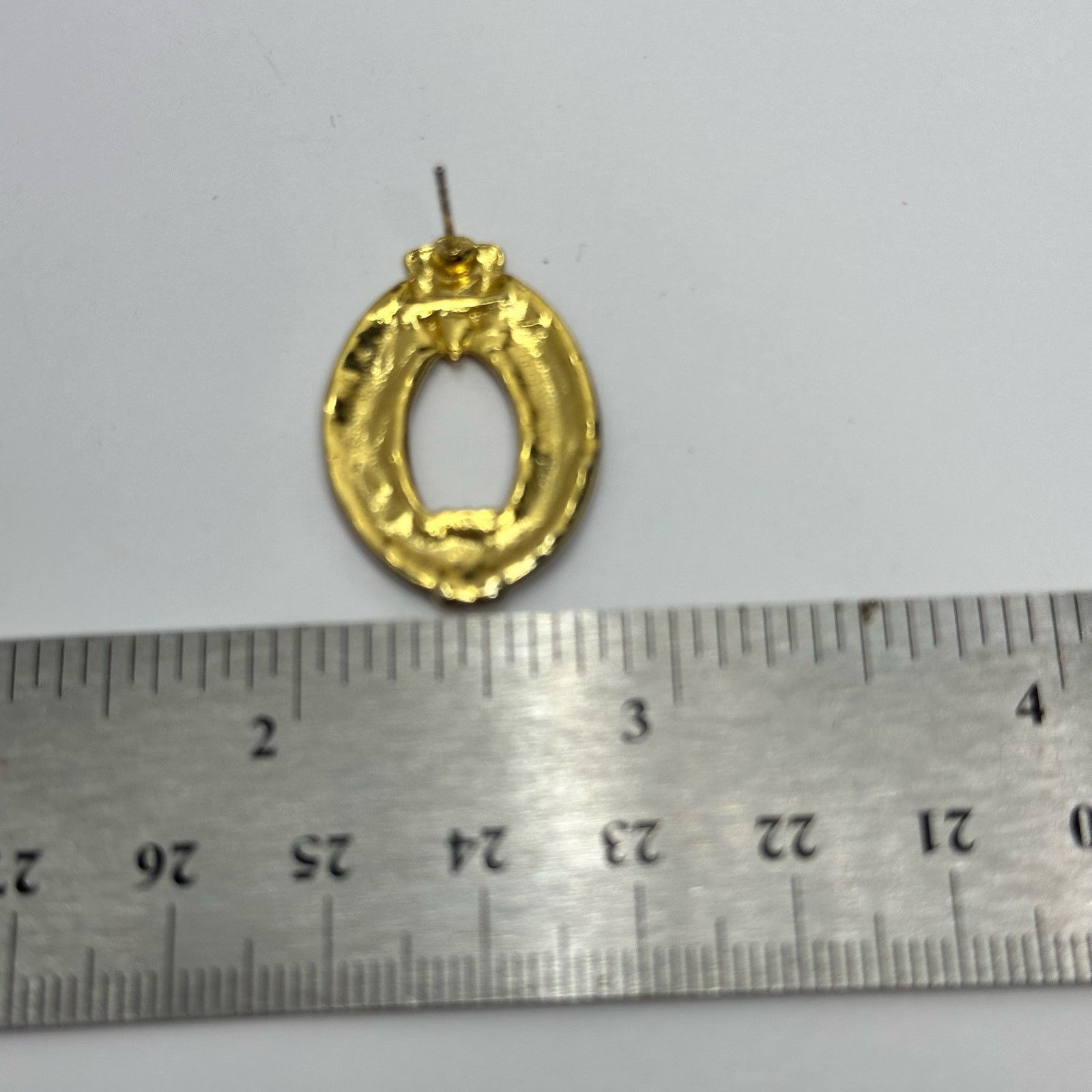 Vintage 80's Oval Post Earrings Purple Sparkle Enamel and Gold Stud Size ONE SIZE - 7 Thumbnail