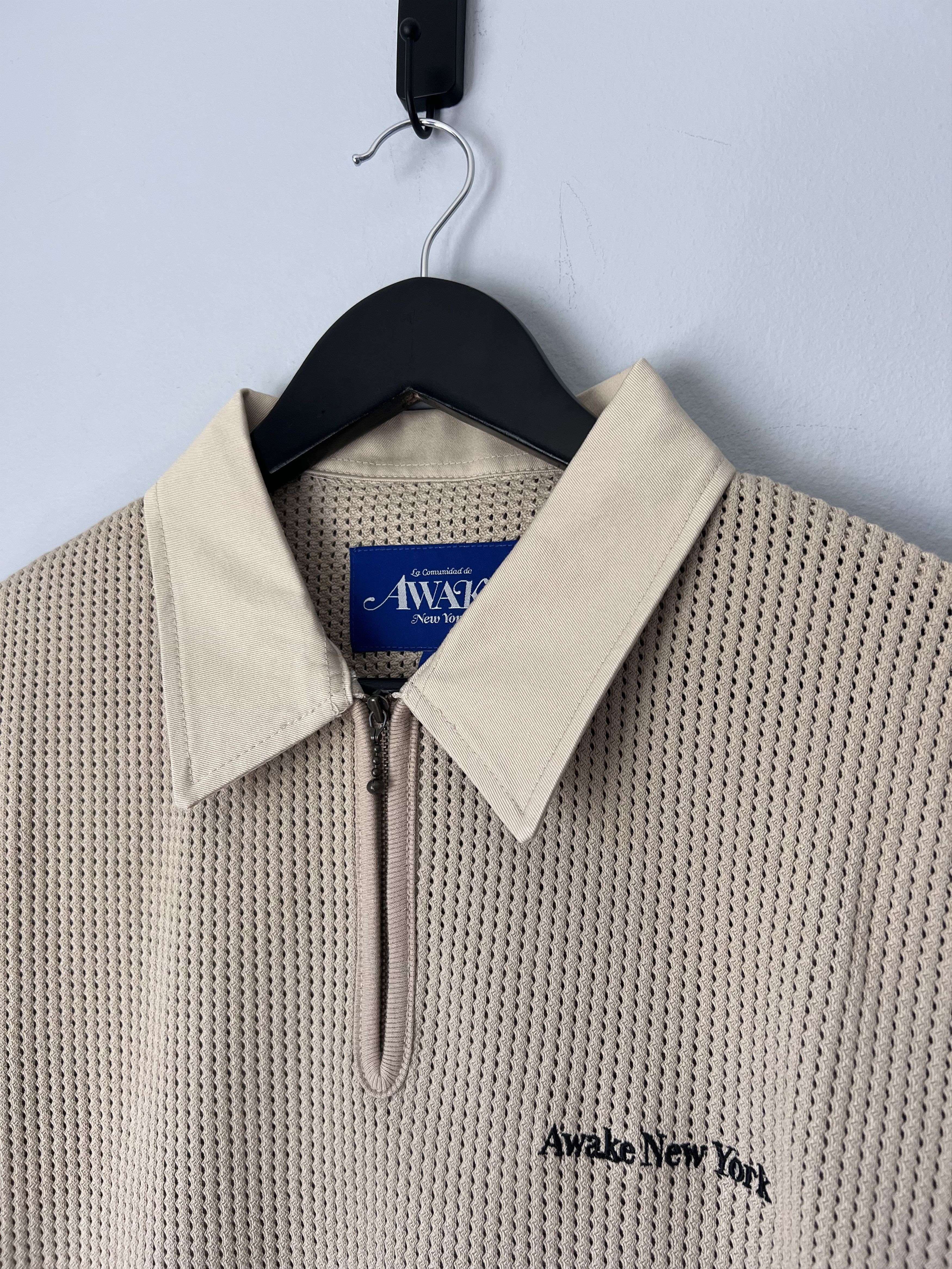 Awake NY Awake NY Open Knit Embroidered Polo in Cream Size US L / EU 52-54 / 3 - 2 Thumbnail